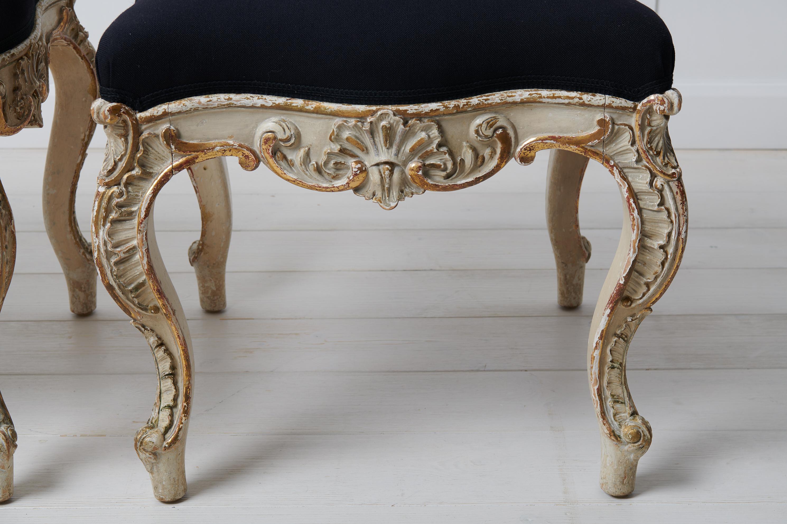Hand-Crafted Antique Swedish Pair of Large Rococo Style Footstools For Sale