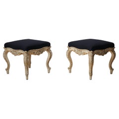 Used Swedish Pair of Large Rococo Style Footstools