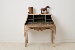 Antique Swedish Period Rococo Secretary Desk with Drawers and Original Hardware