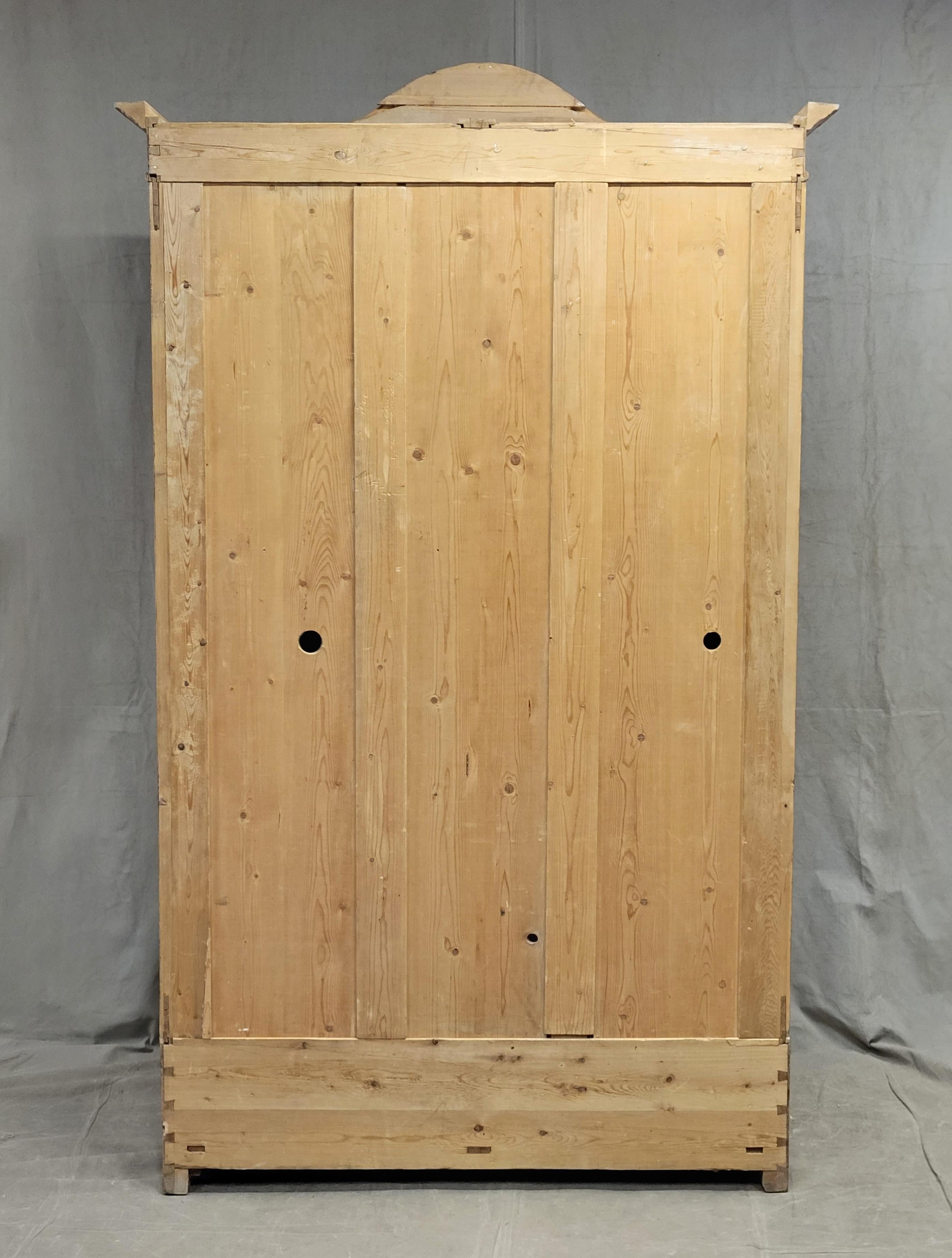 Brass Antique Swedish Pine Armoire For Sale