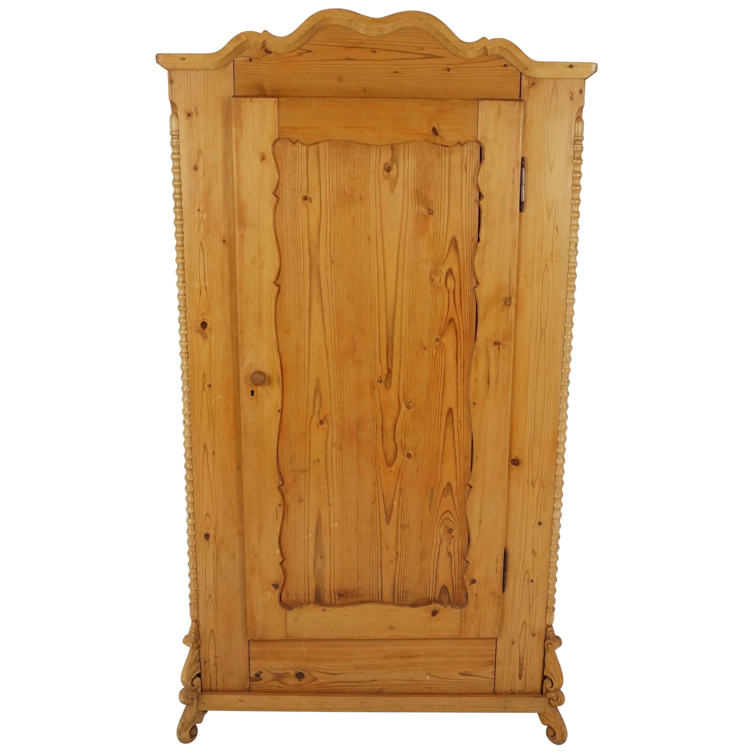 Antique Swedish Pine Armoire, Wardrobe, Closet, Sweden 1880, B2166 at