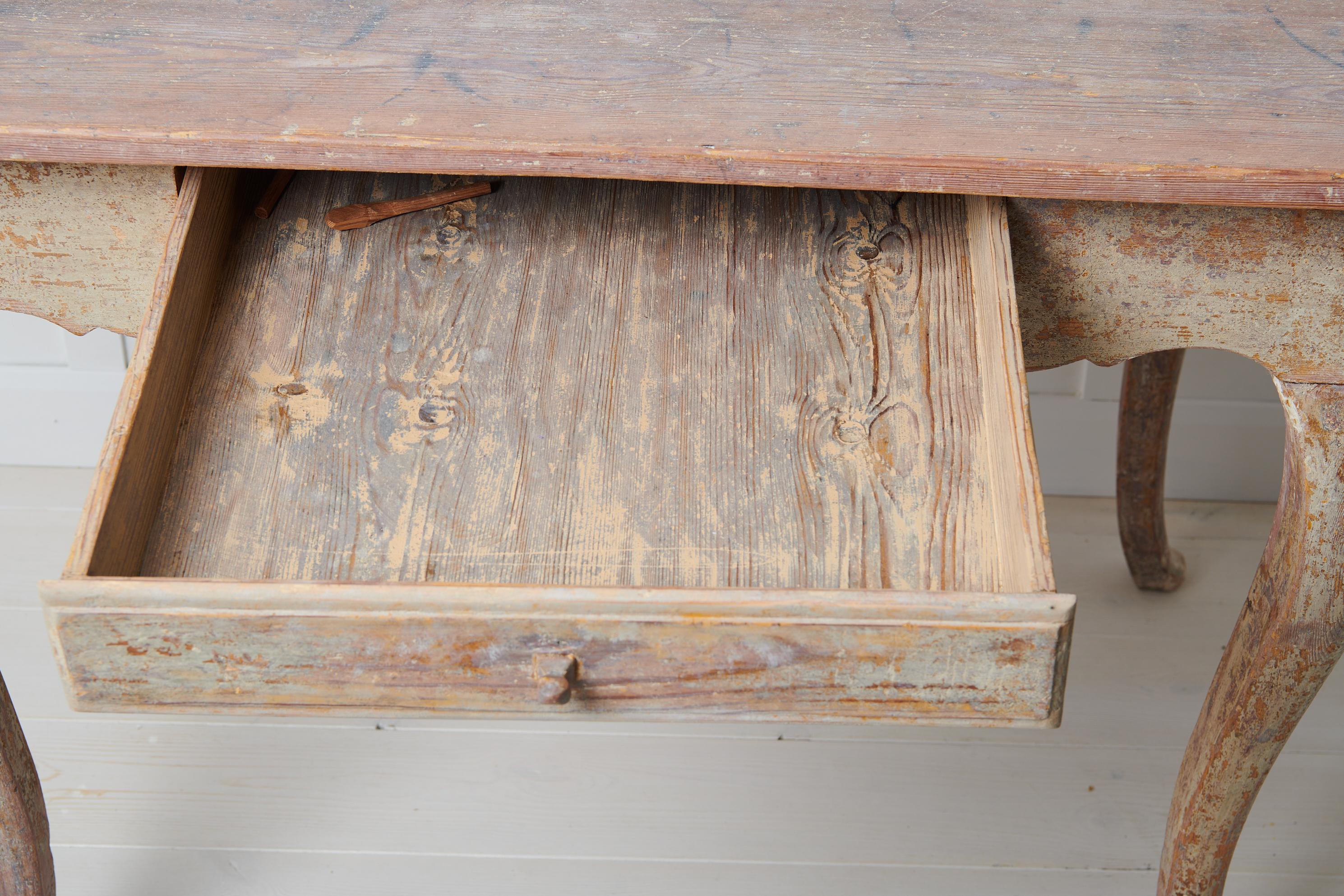 Antique Swedish Pine Country Rococo Desk 6