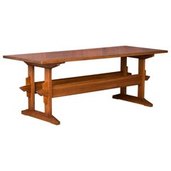 Antique Swedish Pine Farm Trestle Table or Harvest Table