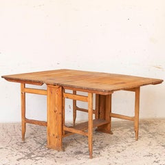 Antique Swedish Pine Gate Leg Drop-Leaf Table
