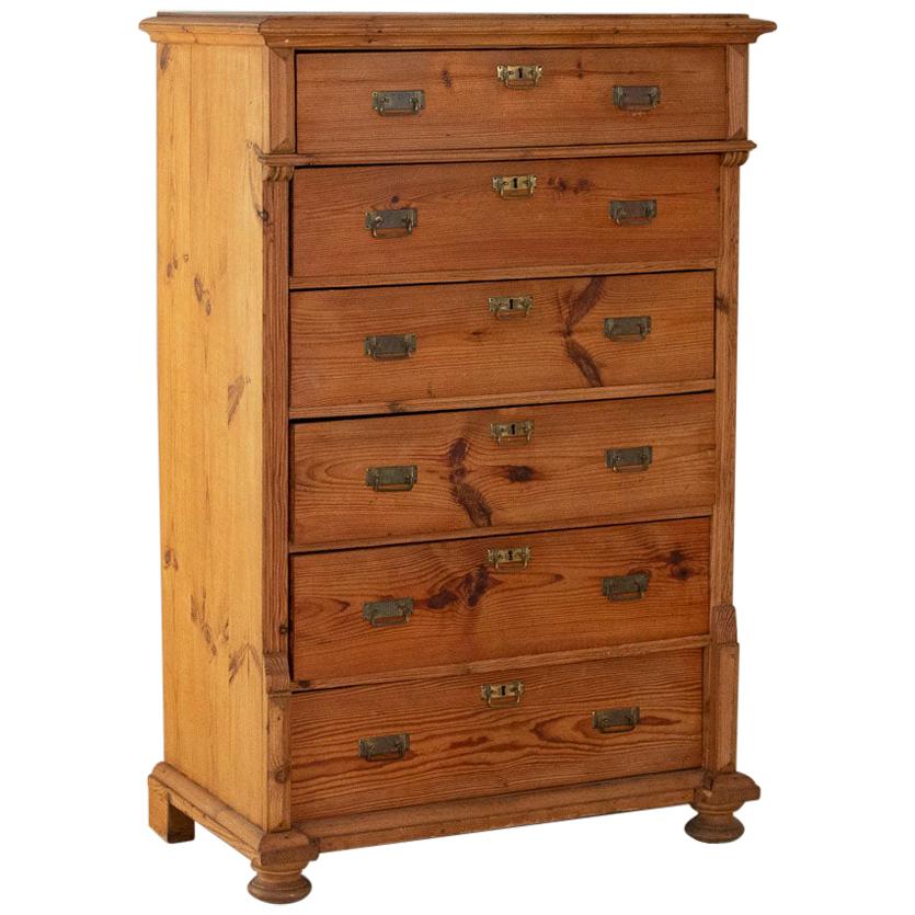 Antique Swedish Pine Tall Boy Chest of Drawers