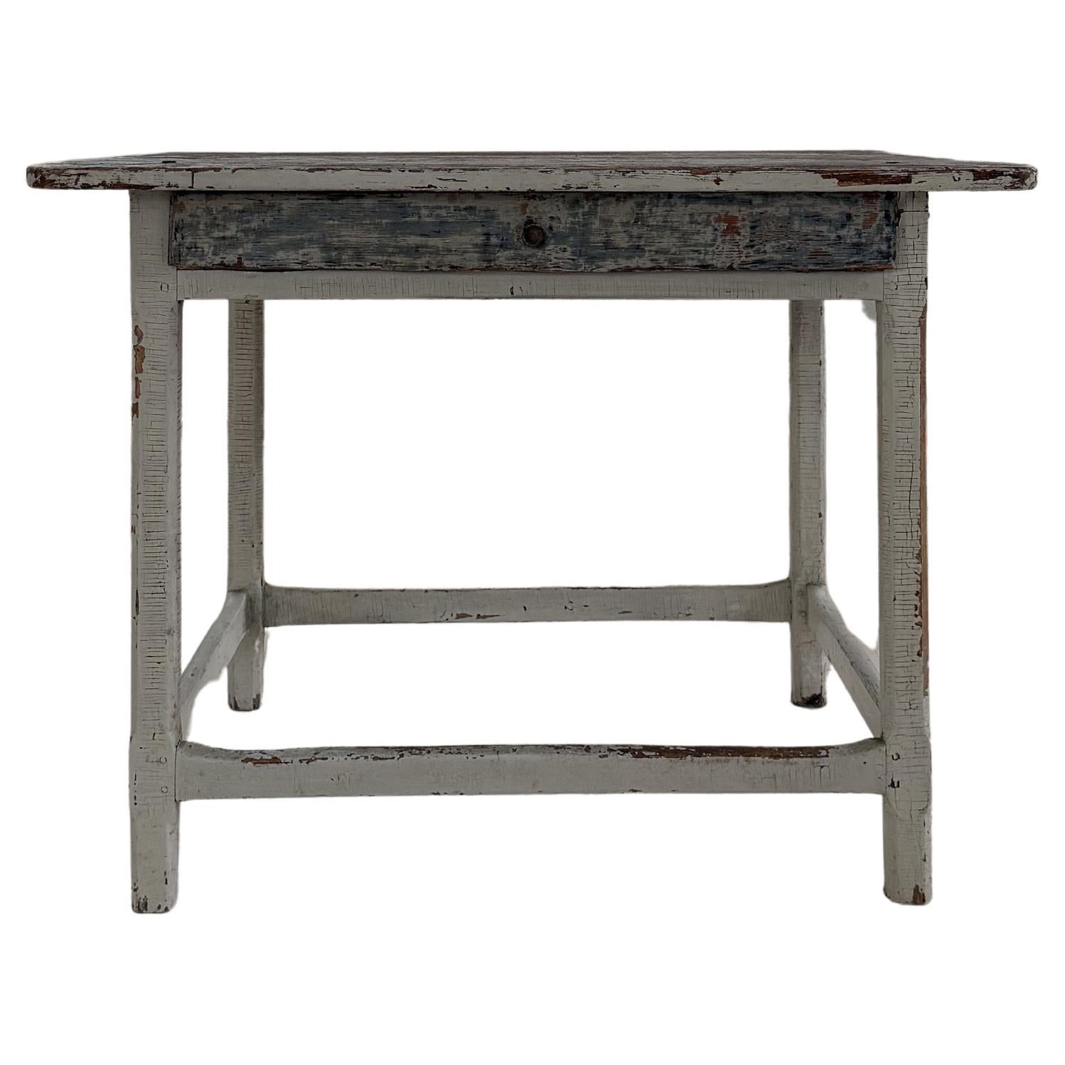 Ancienne table suédoise primitive d'art populaire du 19e siècle