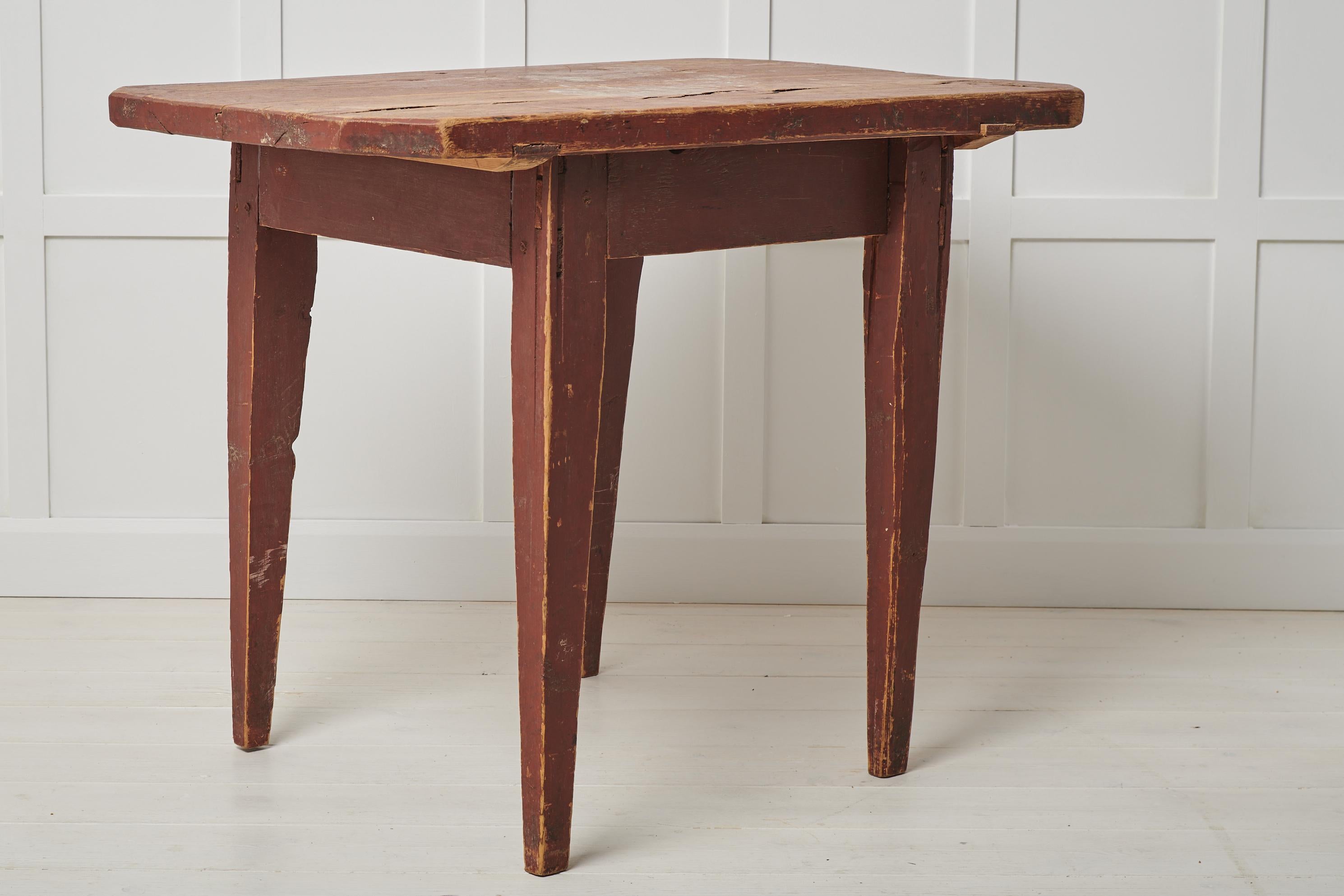 Pine Antique Swedish Primitive Folk Art Table For Sale