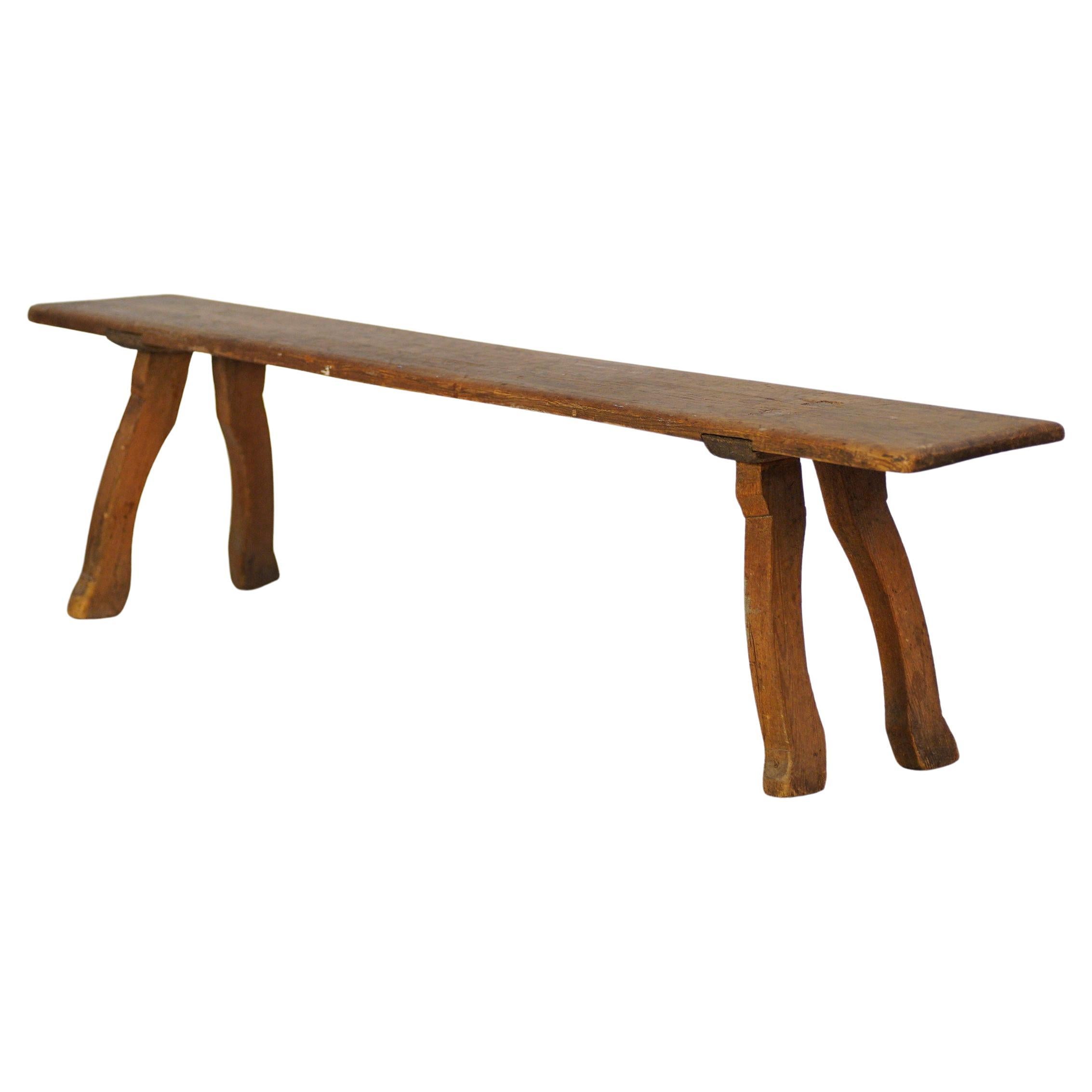 Antique Swedish Primitive Pine Bench – Early 19th Century ‘Allmoge’ Folk Design