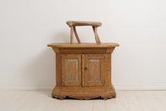 Antique Swedish Primitive Sculptural Stool Made by Hand with Original Patina