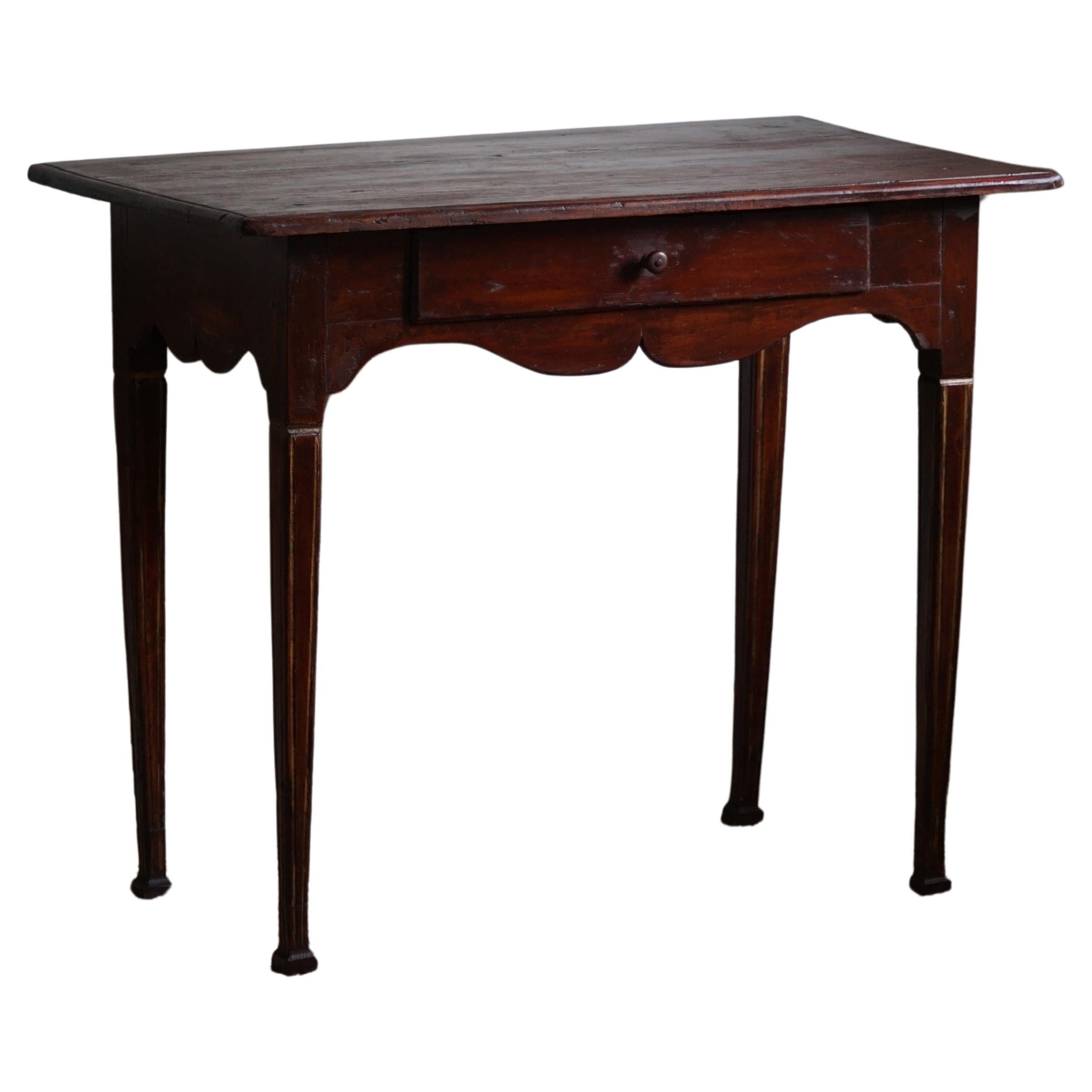 Antique Swedish Red Stained 19th Century Gustavian Pine Desk, Hand Crafted  For Sale