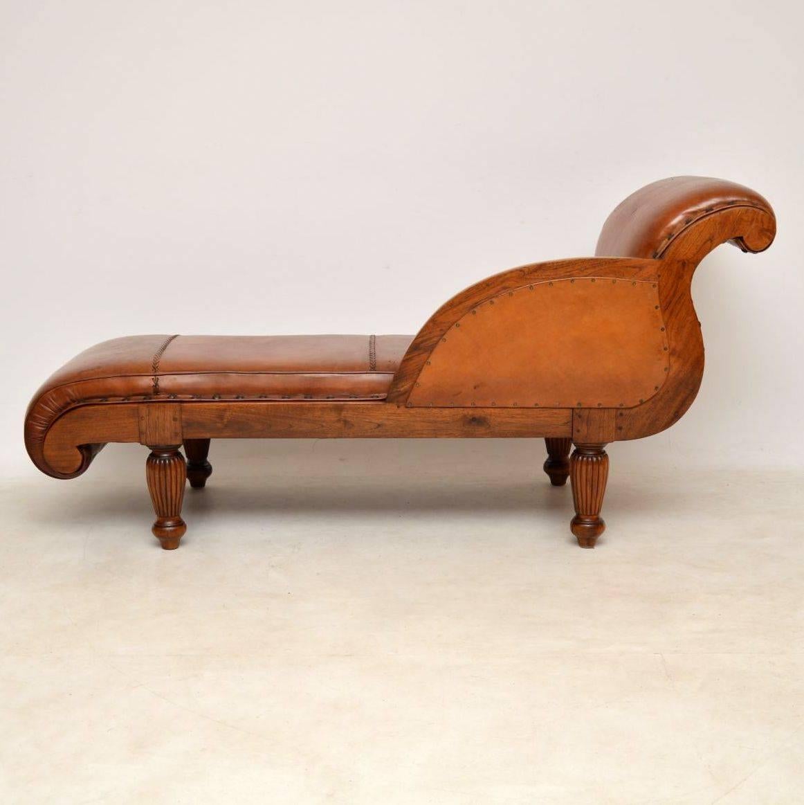 antique leather chaise lounge