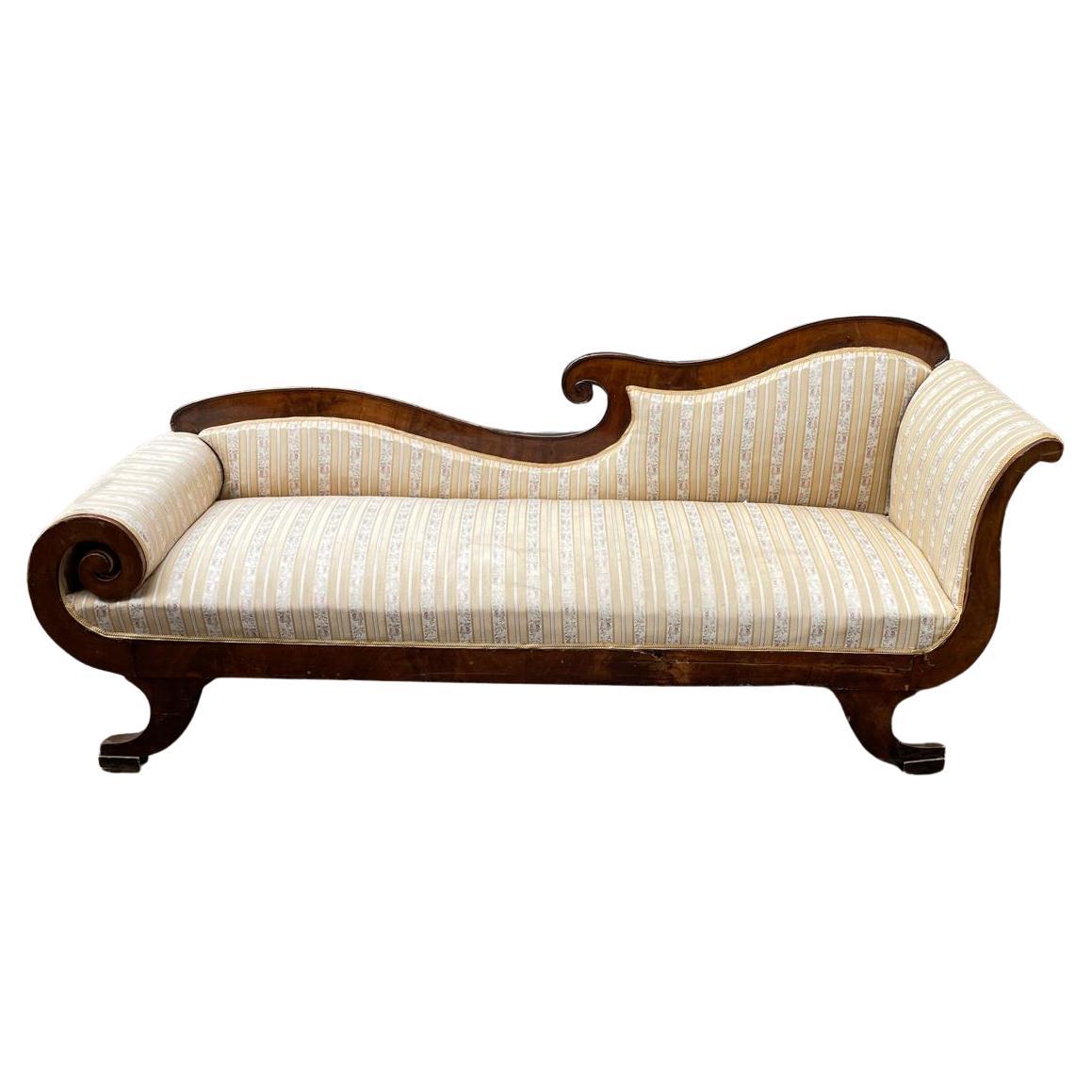 Antique Swedish Regency Mahogany Chaise Lounge Sofa, Early 19th Century