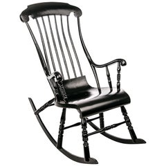 Antique Swedish Rocking Chair in Black Painted Pine