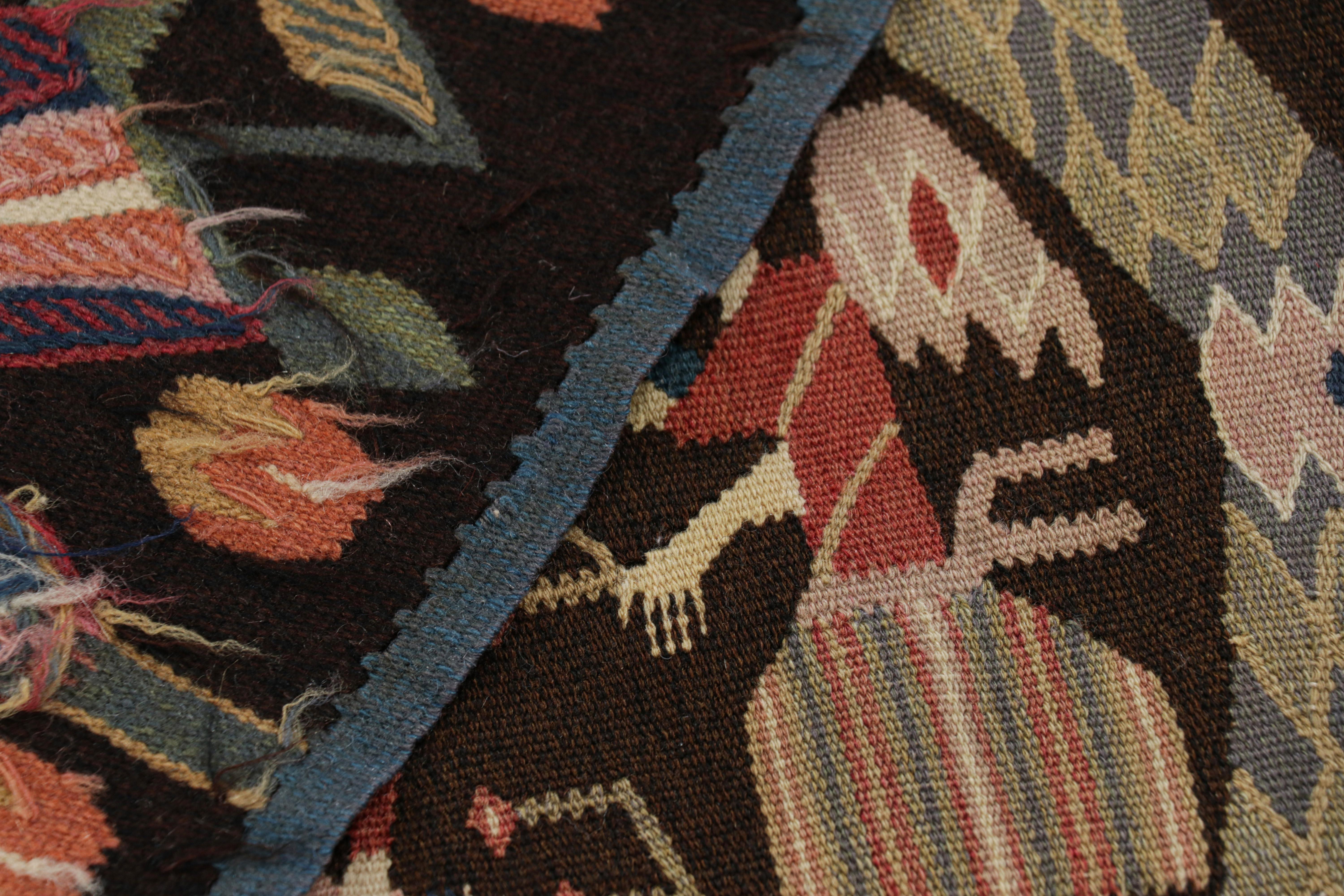 Antique Swedish Rollakan Tapestry with Pictorials and Florals, from Rug & Kilim For Sale 1