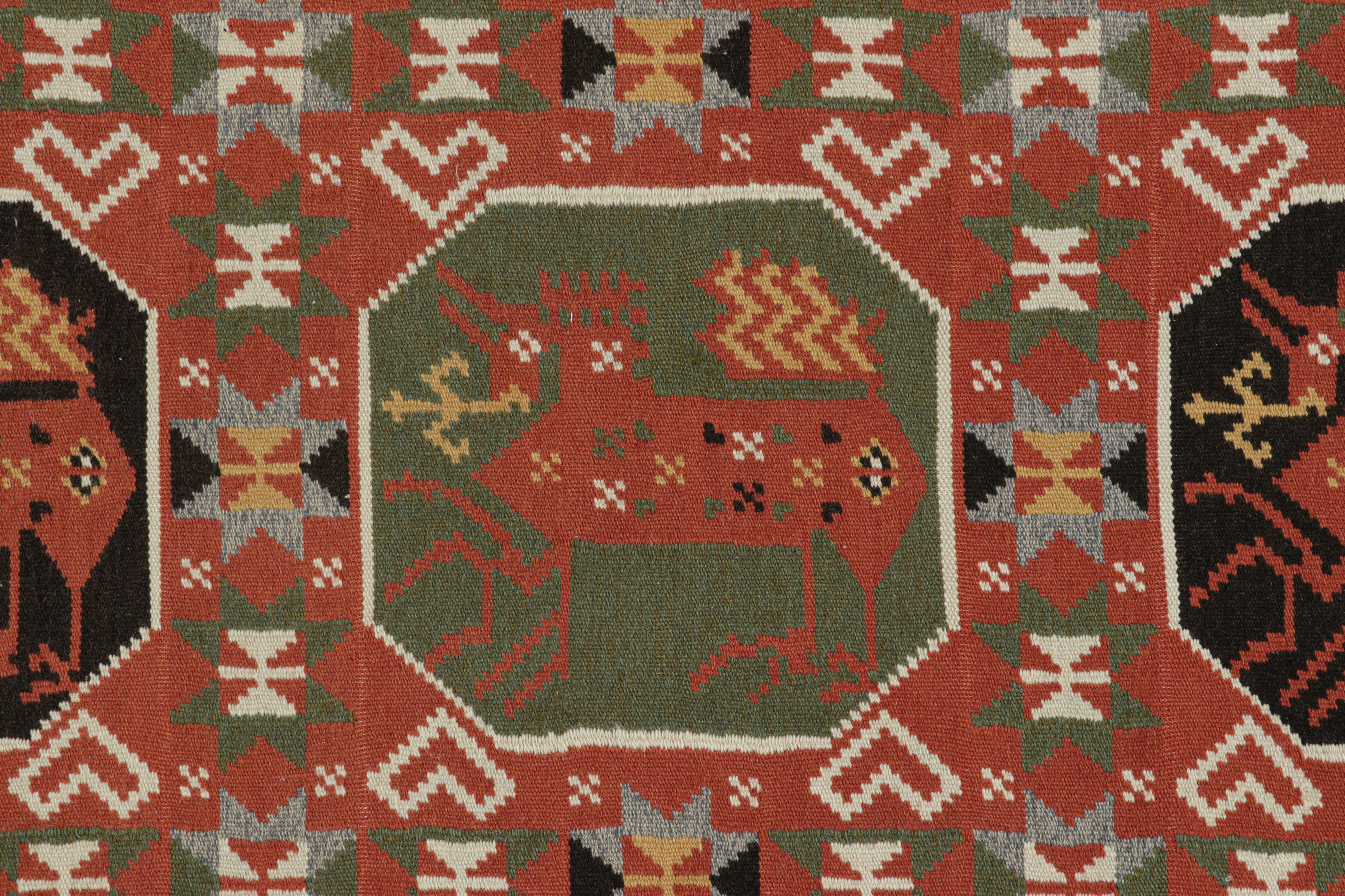 Hand-Woven Antique Swedish Rollakan Tapestry with Pictorials & Medallions, from Rug & Kilim For Sale