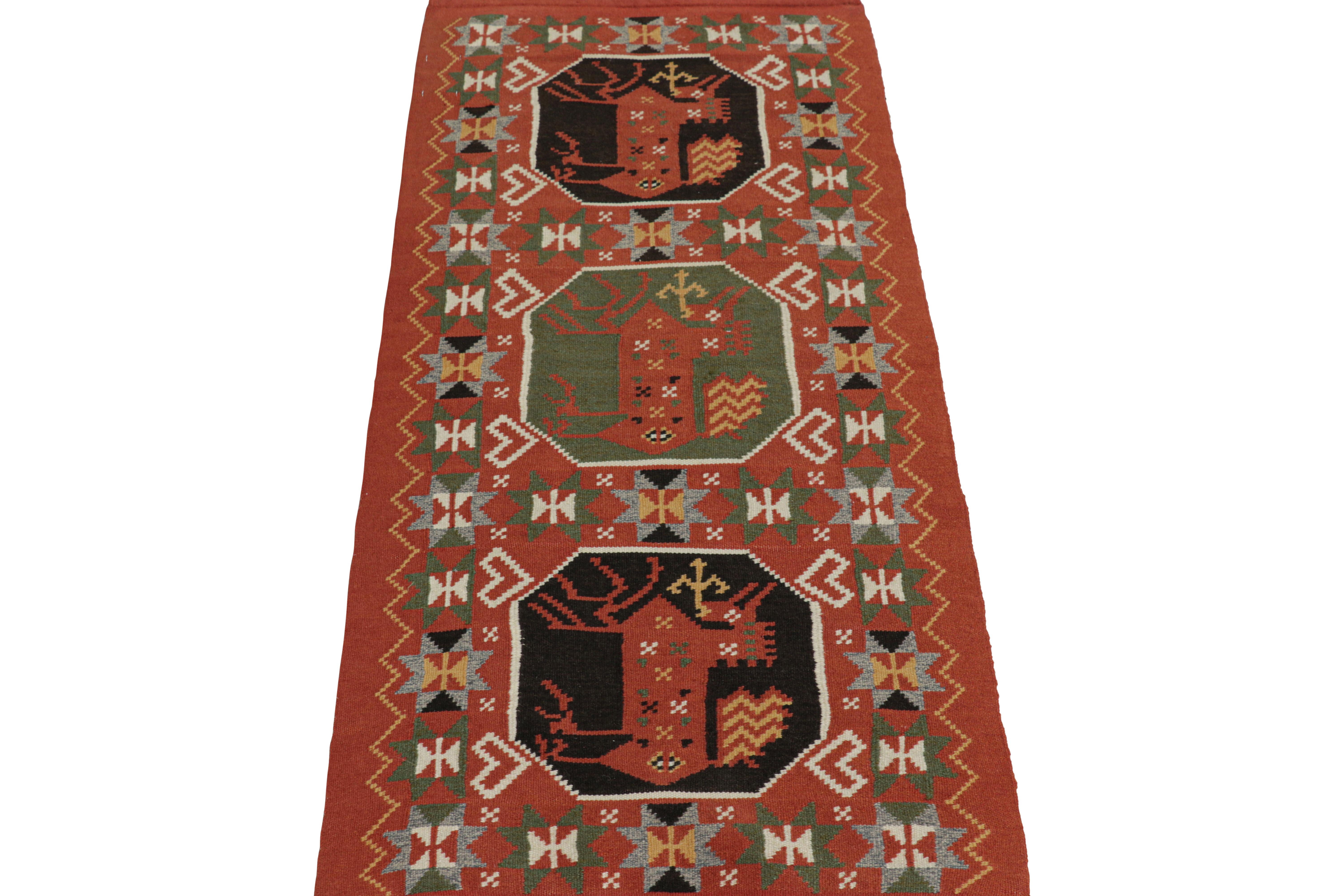 Late 19th Century Antique Swedish Rollakan Tapestry with Pictorials & Medallions, from Rug & Kilim For Sale