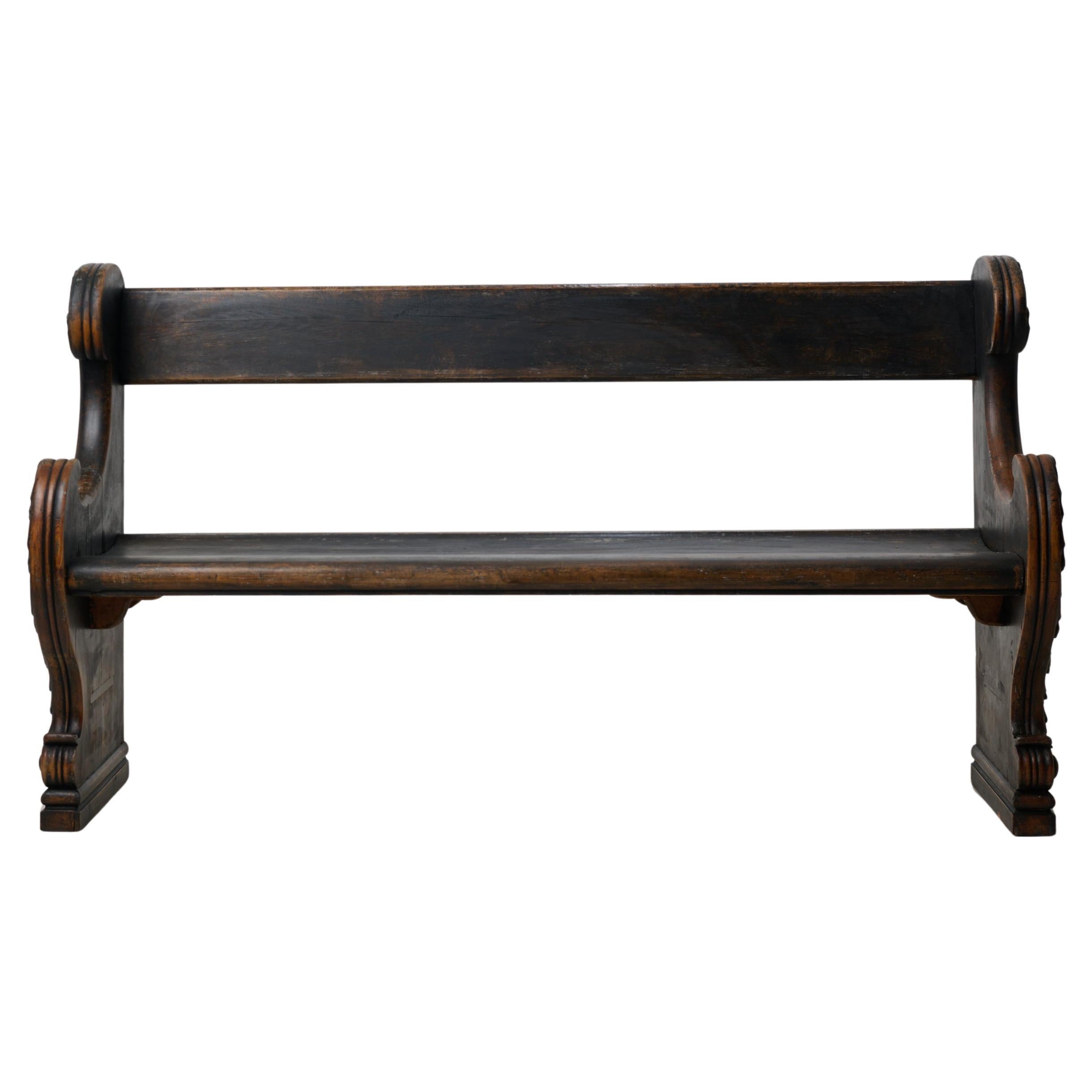 Antique Swedish Rustic Bench, Freestanding and Hand-Made in Solid Swedish Pine