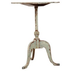 Antique Swedish Rustic Gustavian Pedestal Table with Distressed Original Paint