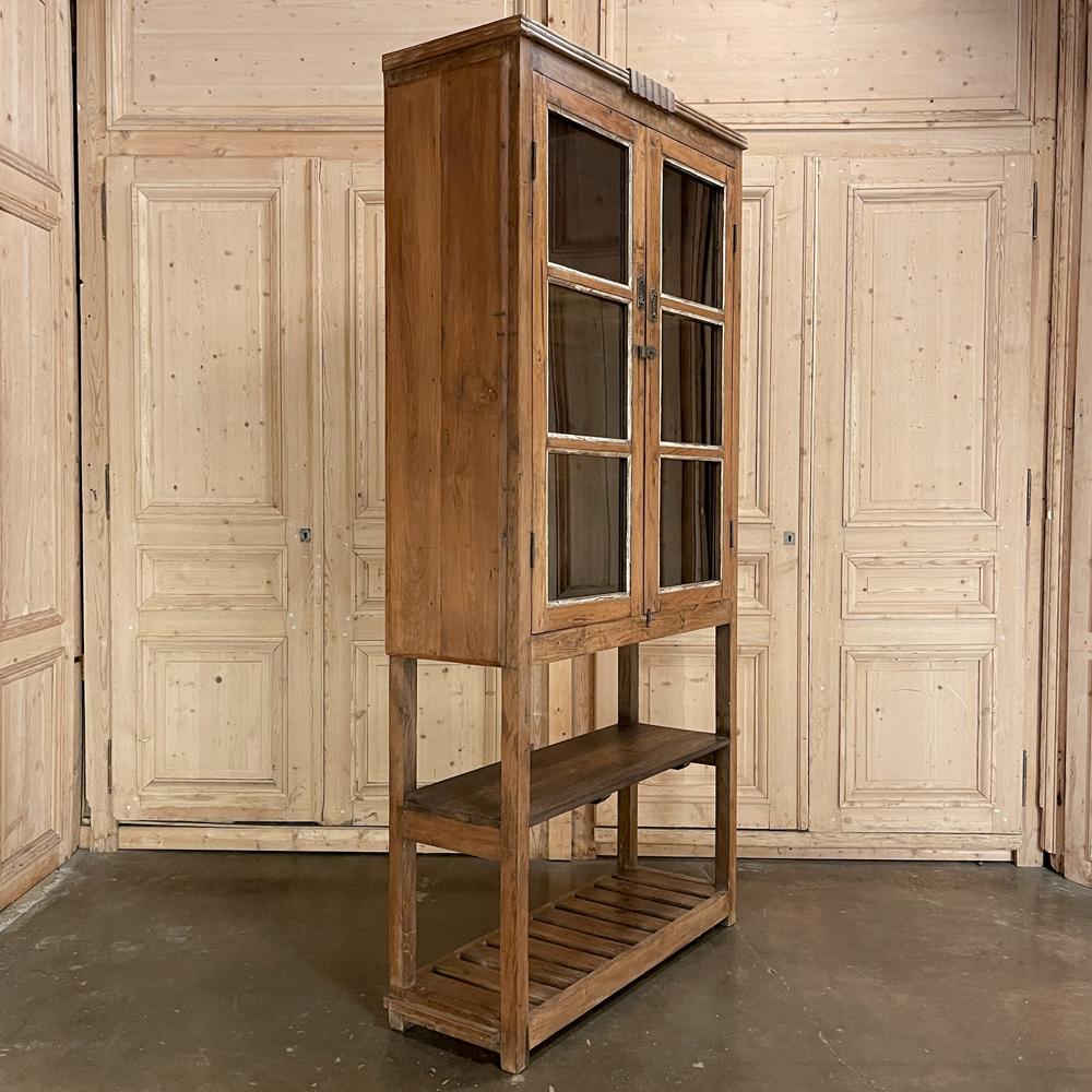 Antique Swedish Rustic Kitchen ~ Bakery Display cabinet was designed to work equally as well in a small bakery or in a kitchen. The upper glazed display cabinet is perfect for storing everyday china and earthenware above, or to display the day's