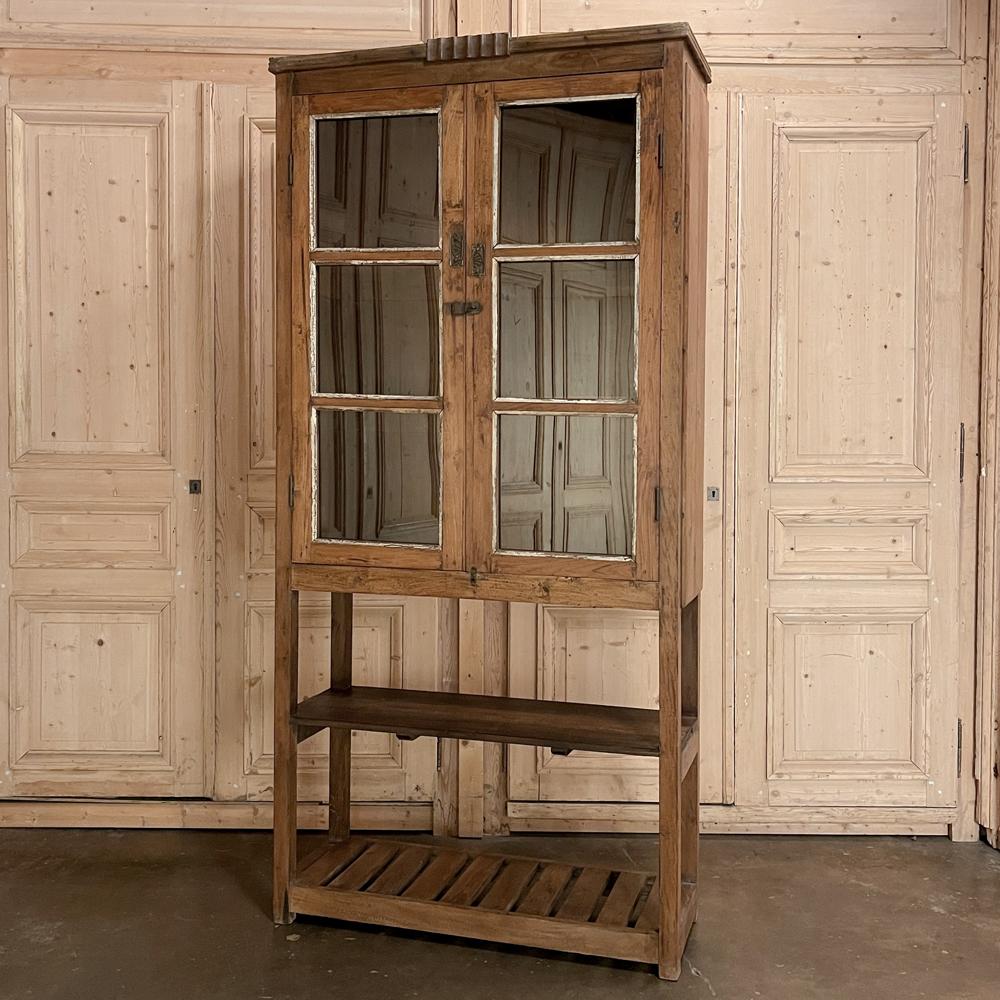 Antique Swedish Rustic Kitchen ~ Bakery Display Cabinet In Good Condition In Dallas, TX