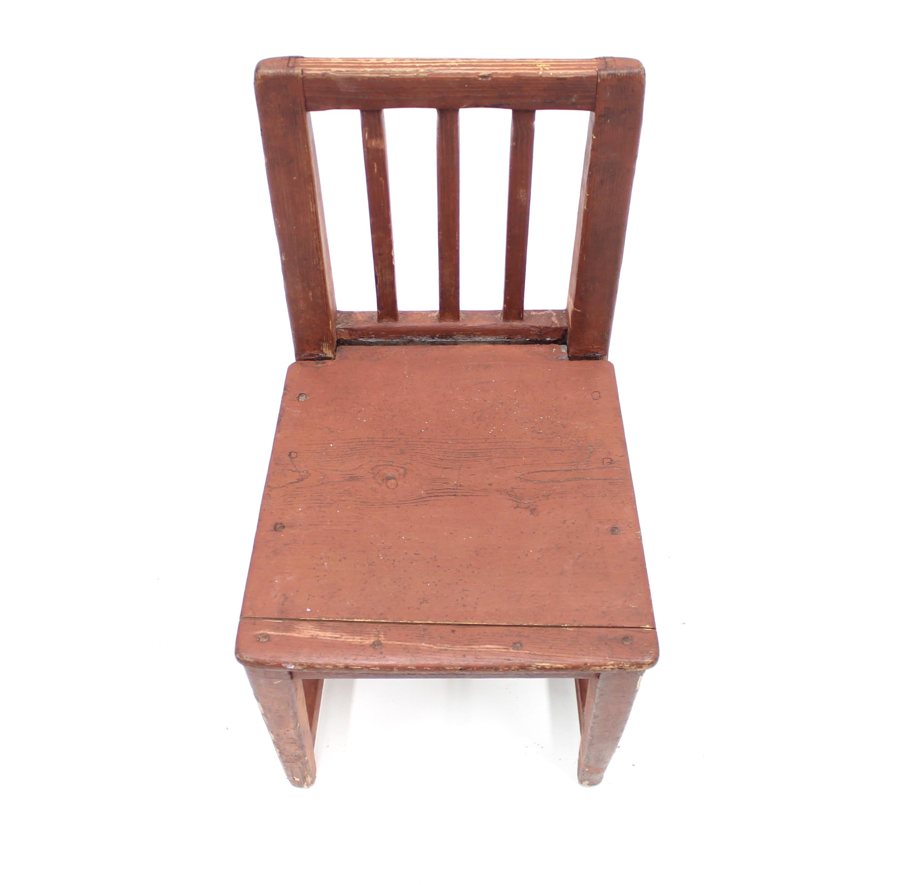 Antique Swedish Rustic Pine Child Chair, Mid-19th Century 1