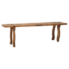 Antique Swedish Rustic Solid Pine Bench