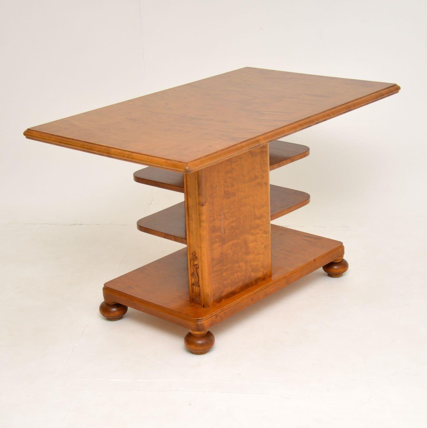 Early 20th Century Antique Swedish Satin Birch Coffee / Library Table For Sale