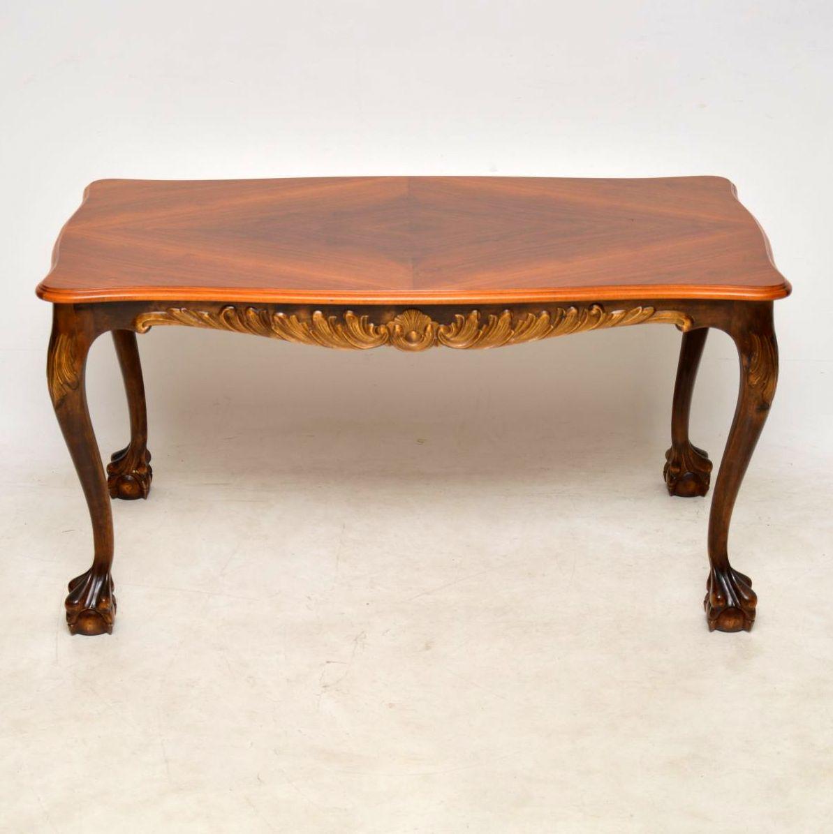 Large Antique Swedish satin birch coffee table with more height than usual & in great condition. I would date this table to around the 1920’s period. Like all antique Swedish furniture, it’s very high quality & has some lovely figuring in the satin