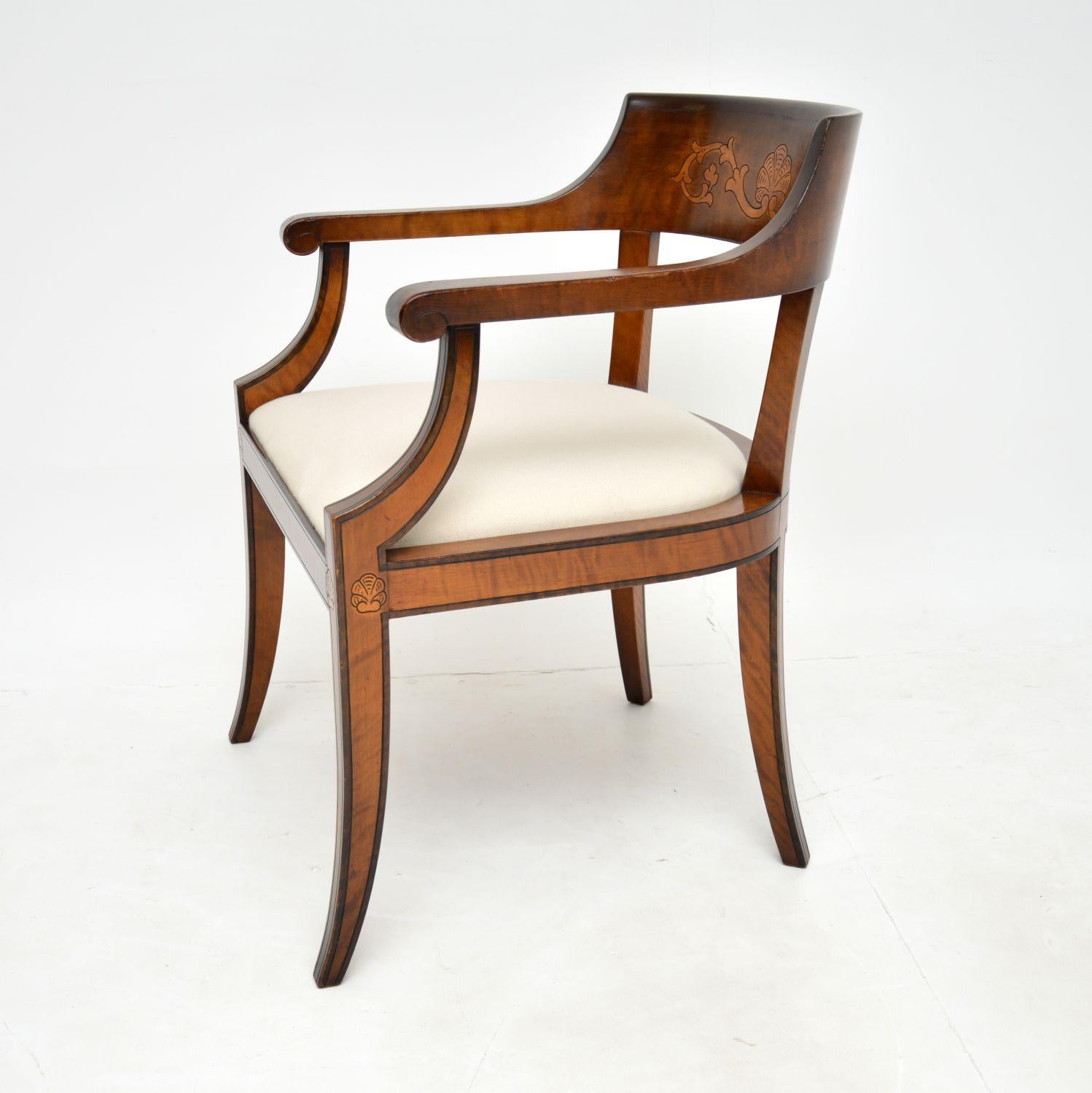 Antique Swedish Satin Birch Desk Chair / Armchair In Good Condition In London, GB
