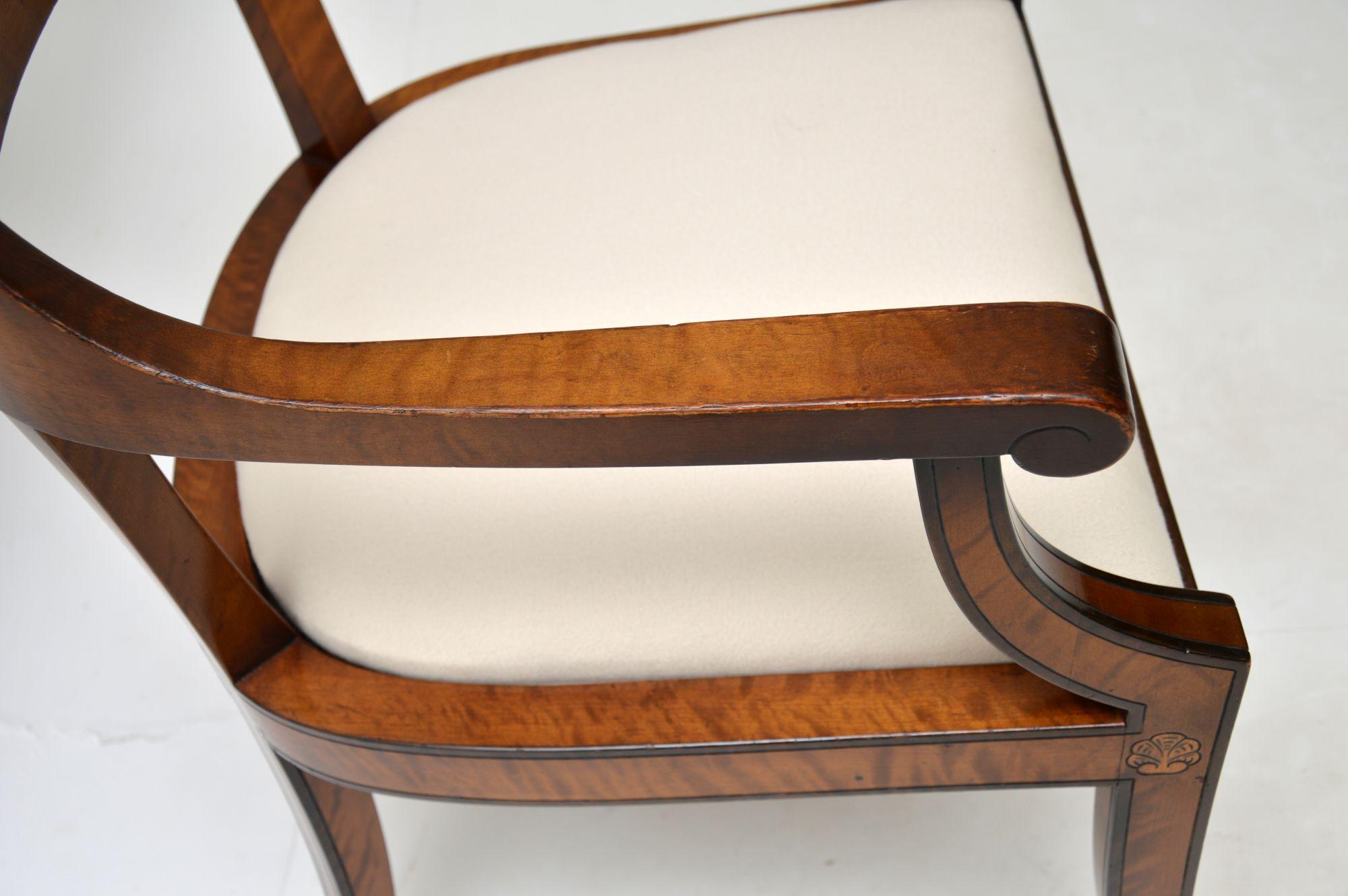 Cotton Antique Swedish Satin Birch Desk Chair / Armchair