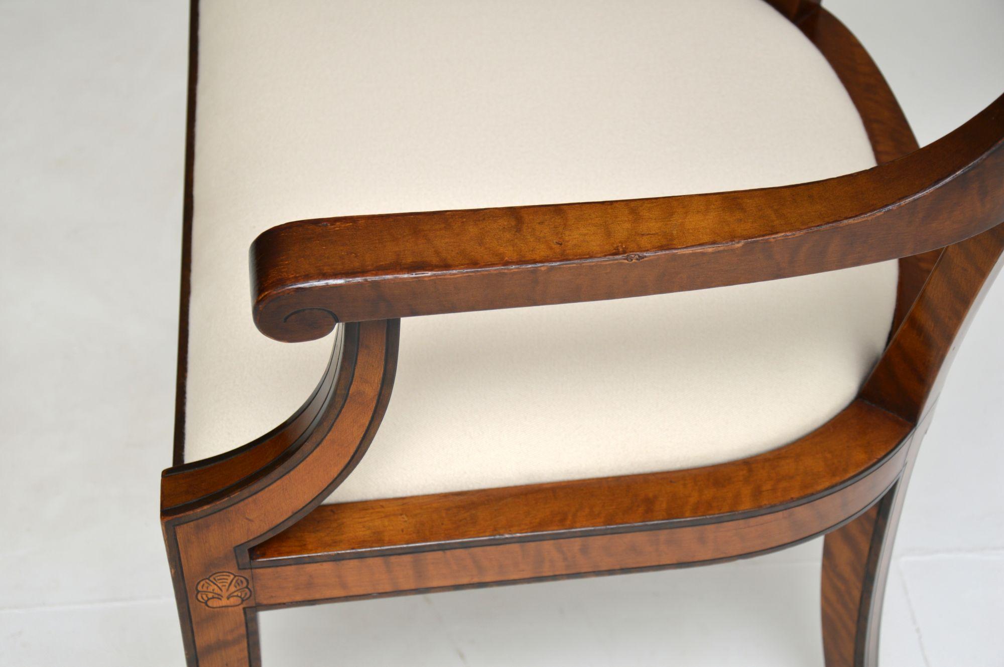 Antique Swedish Satin Birch Desk Chair / Armchair 1