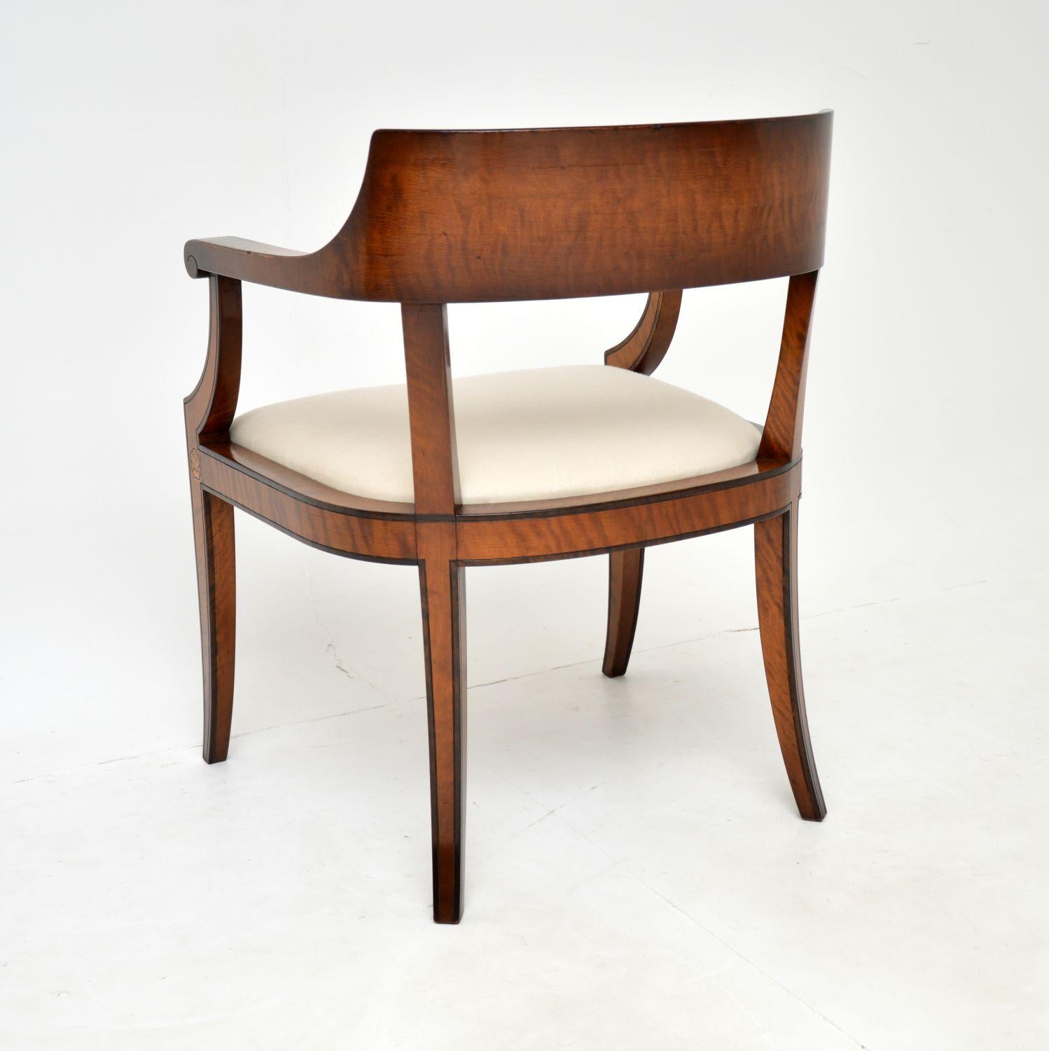 Antique Swedish Satin Birch Desk Chair / Armchair 2
