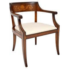 Antique Swedish Satin Birch Desk Chair / Armchair