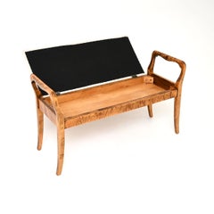 Tabouret / banc de piano « Duet » ancien, en bouleau satiné, d'origine suédoise