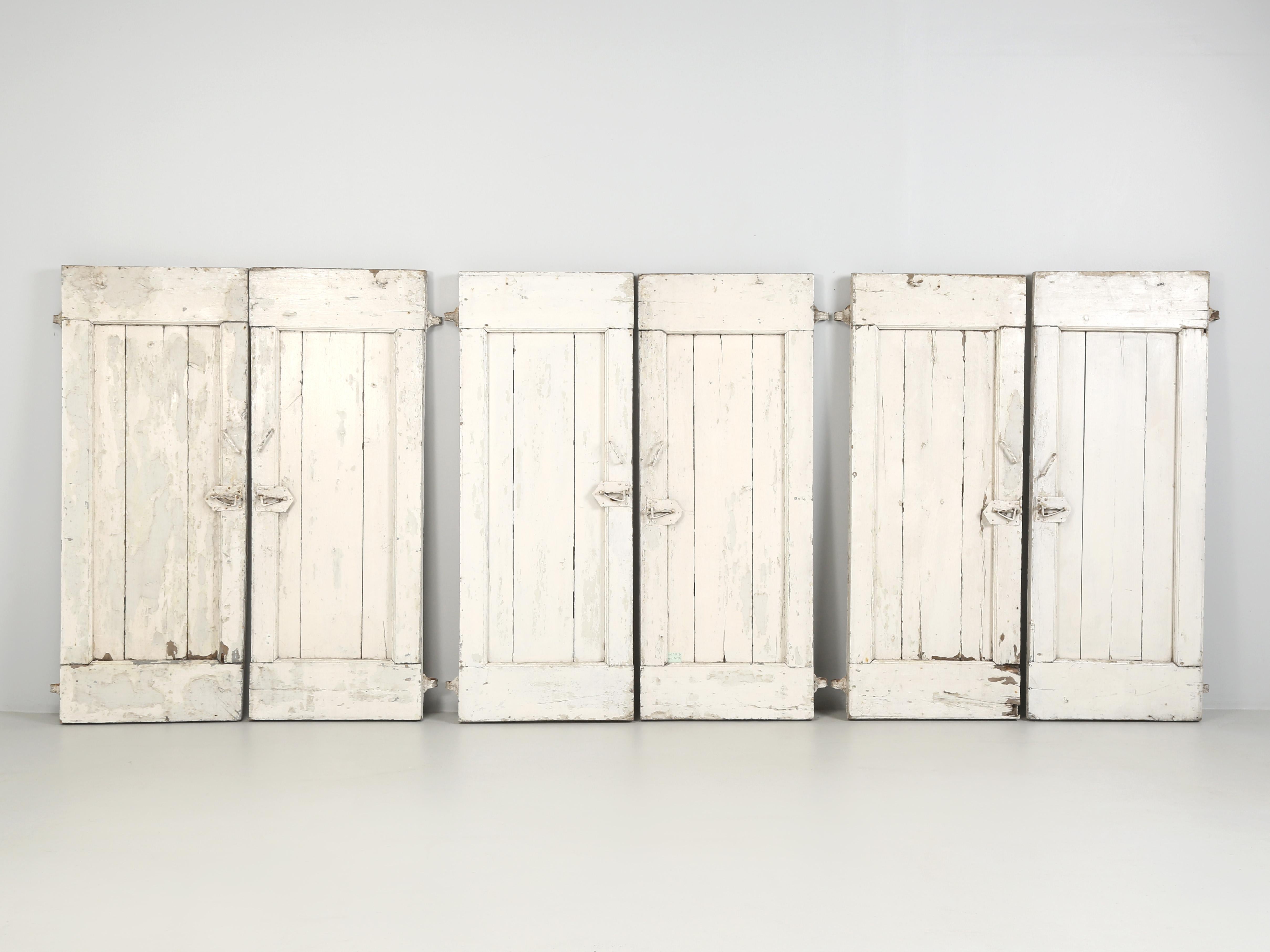 Antique Swedish Set '6' Painted Shutters Gustavian Grey One Side, White on Other For Sale 3