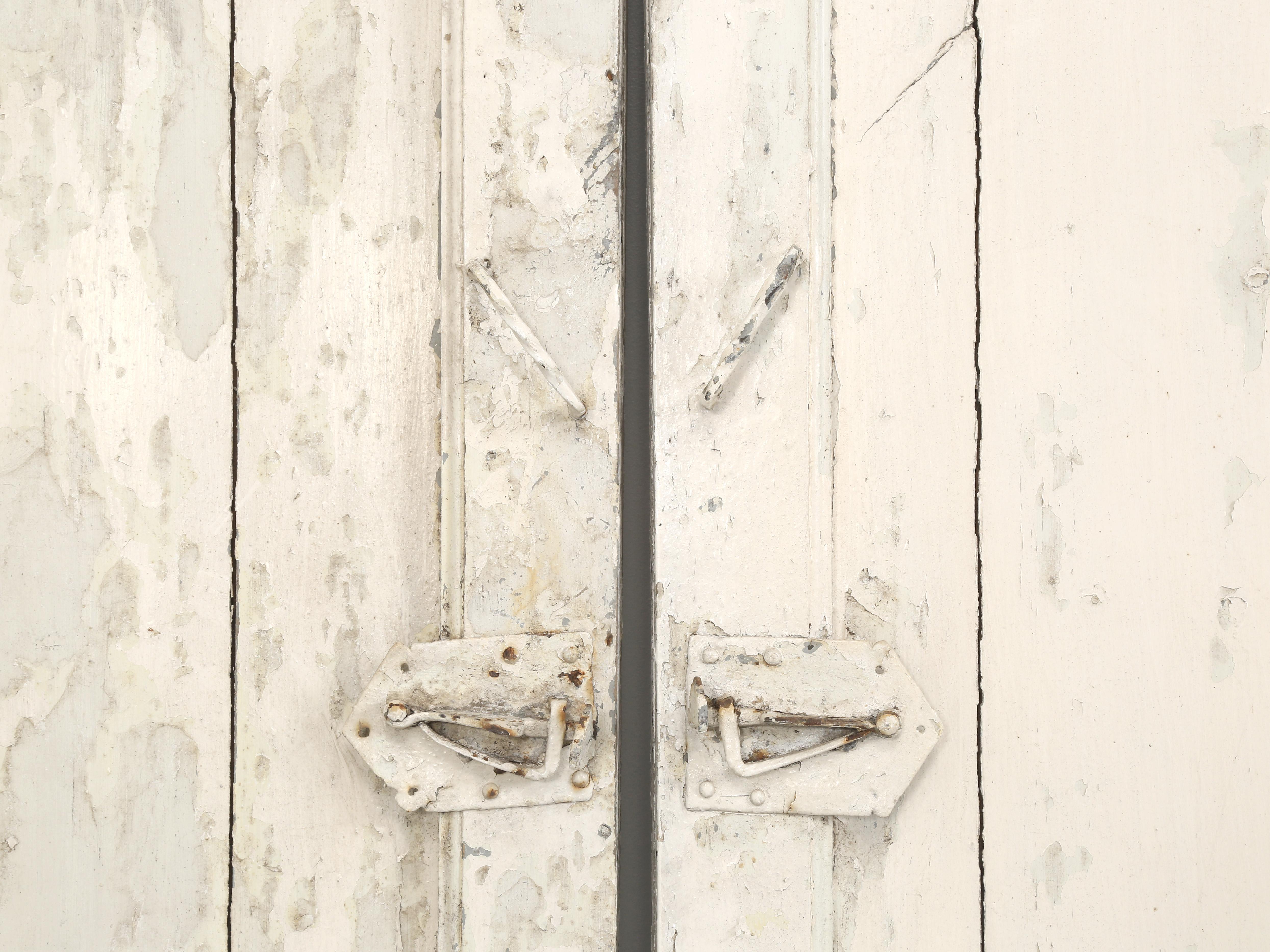 Antique Swedish Set '6' Painted Shutters Gustavian Grey One Side, White on Other For Sale 8