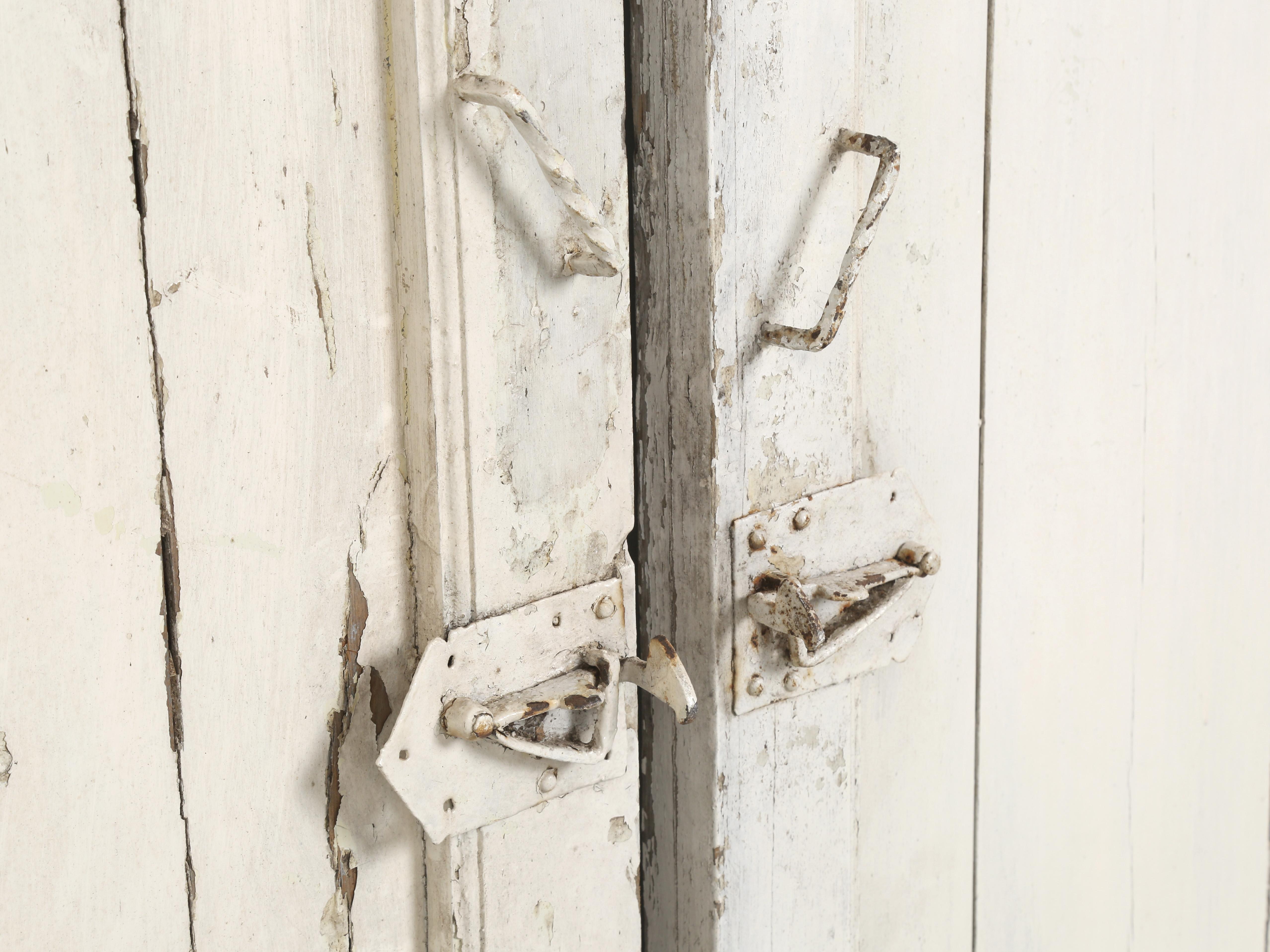Antique Swedish Set '6' Painted Shutters Gustavian Grey One Side, White on Other For Sale 10