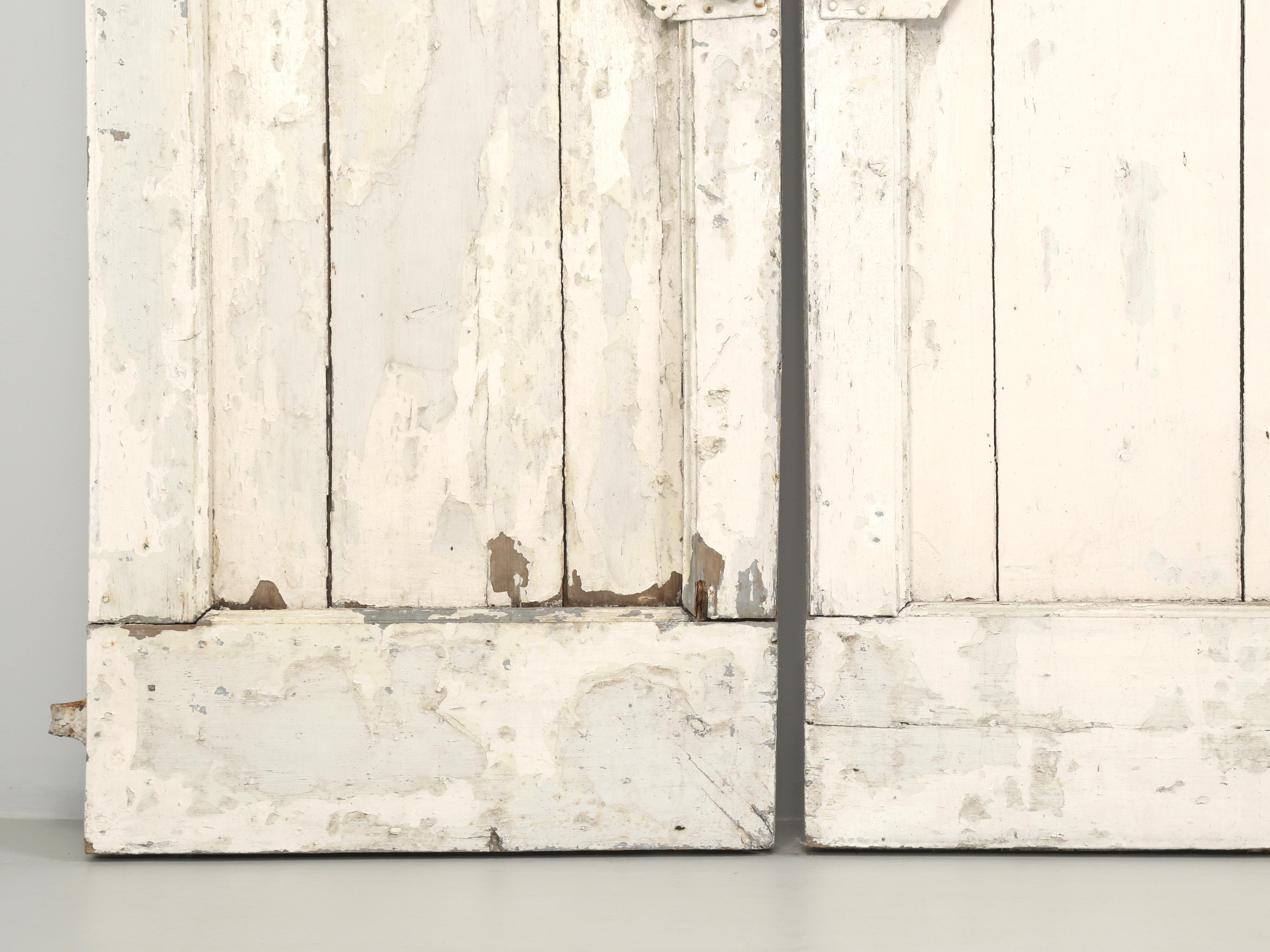 Antique Swedish Set '6' Painted Shutters Gustavian Grey One Side, White on Other For Sale 12