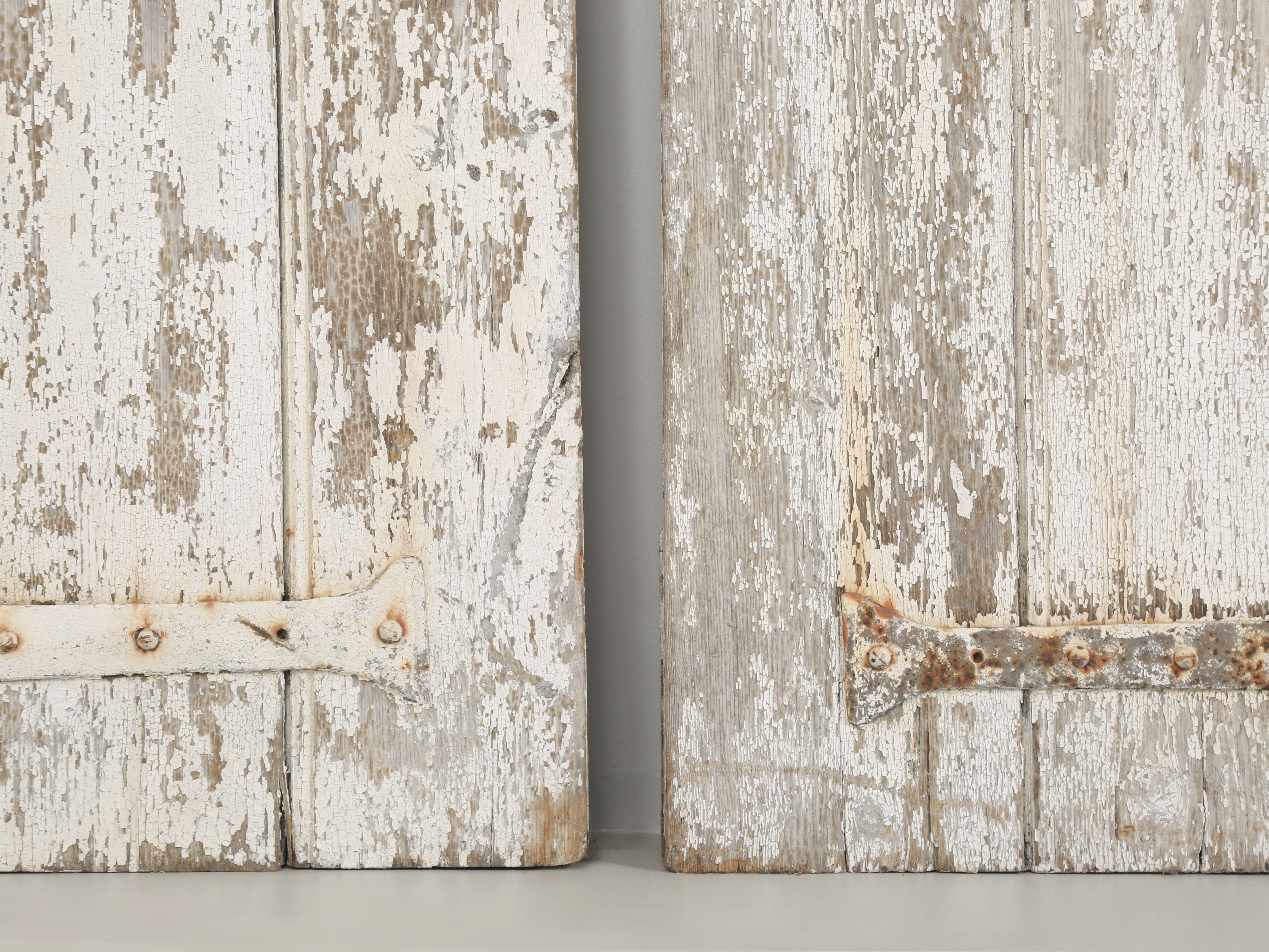 Antique Swedish Set '6' Painted Shutters Gustavian Grey One Side, White on Other For Sale 2