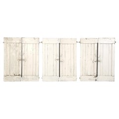 Antique Swedish Set '6' Painted Shutters Gustavian Grey One Side, White on Other