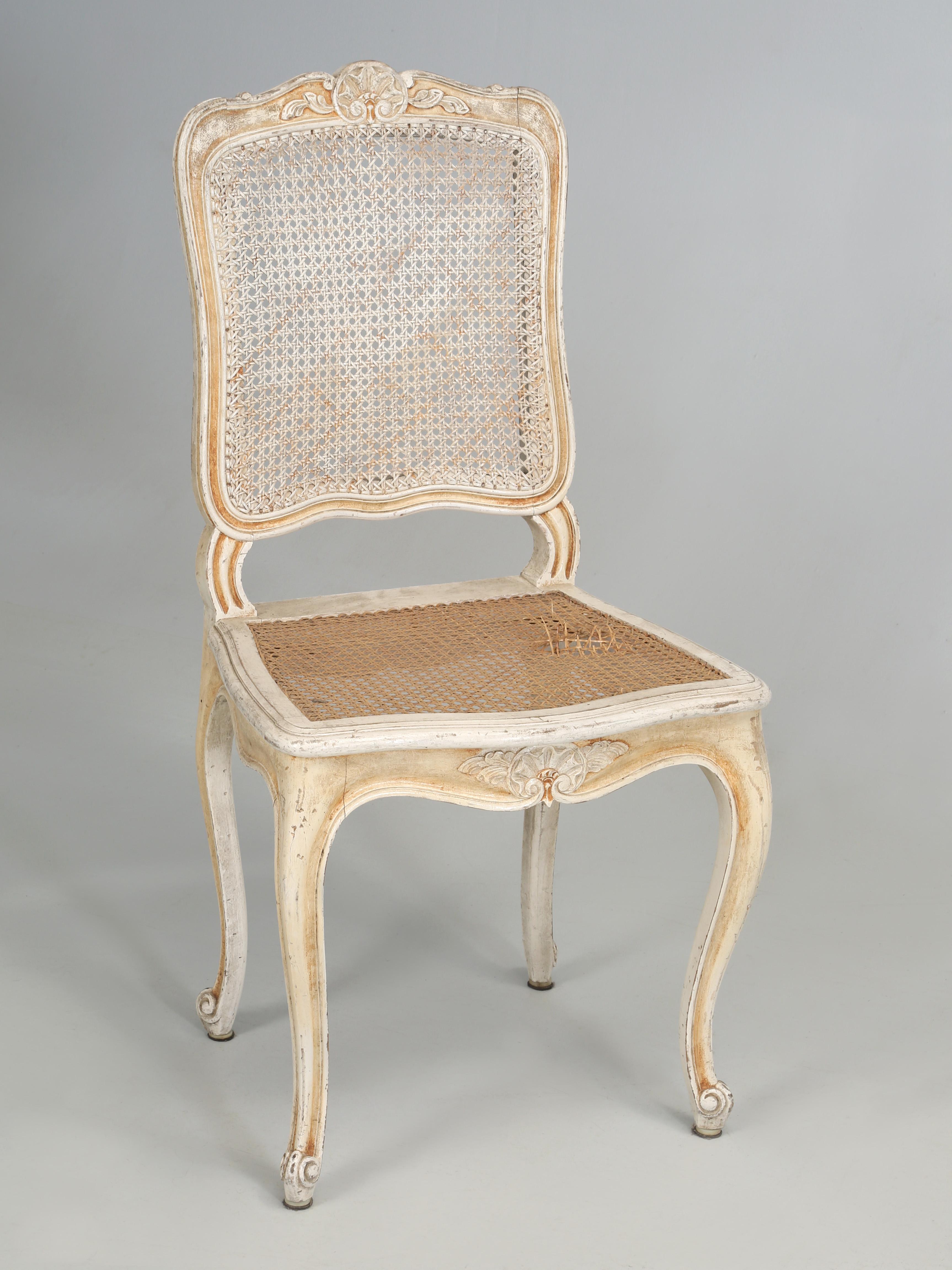 Country Antique Swedish Set of (6) Old Painted Dining Chairs Require Restoration
