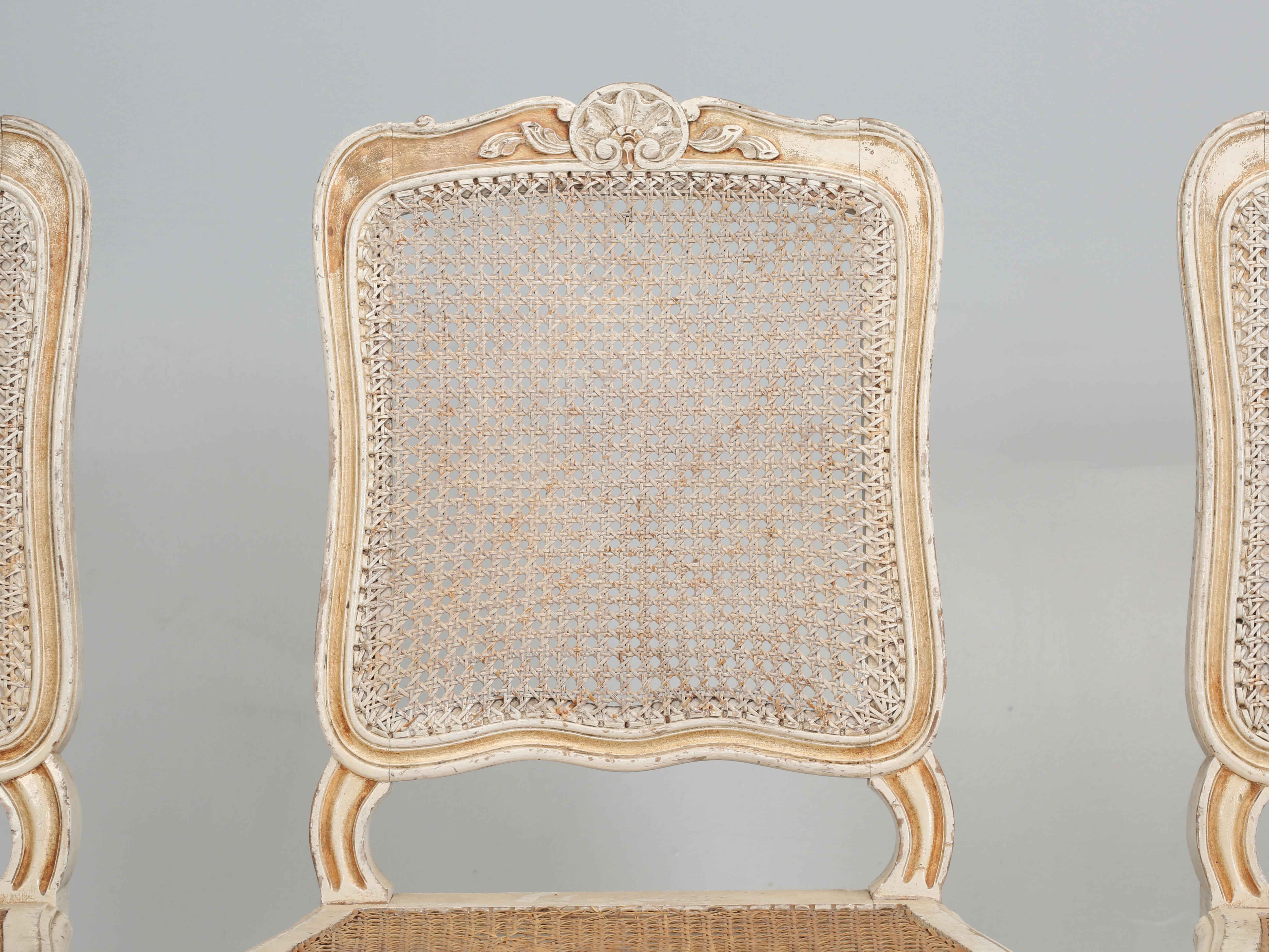 Antique Swedish Set of (6) Old Painted Dining Chairs Require Restoration In Fair Condition In Chicago, IL