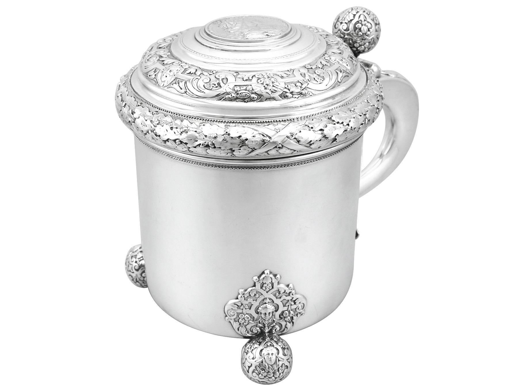 Antique Swedish Silver Peg Tankard In Excellent Condition For Sale In Jesmond, Newcastle Upon Tyne