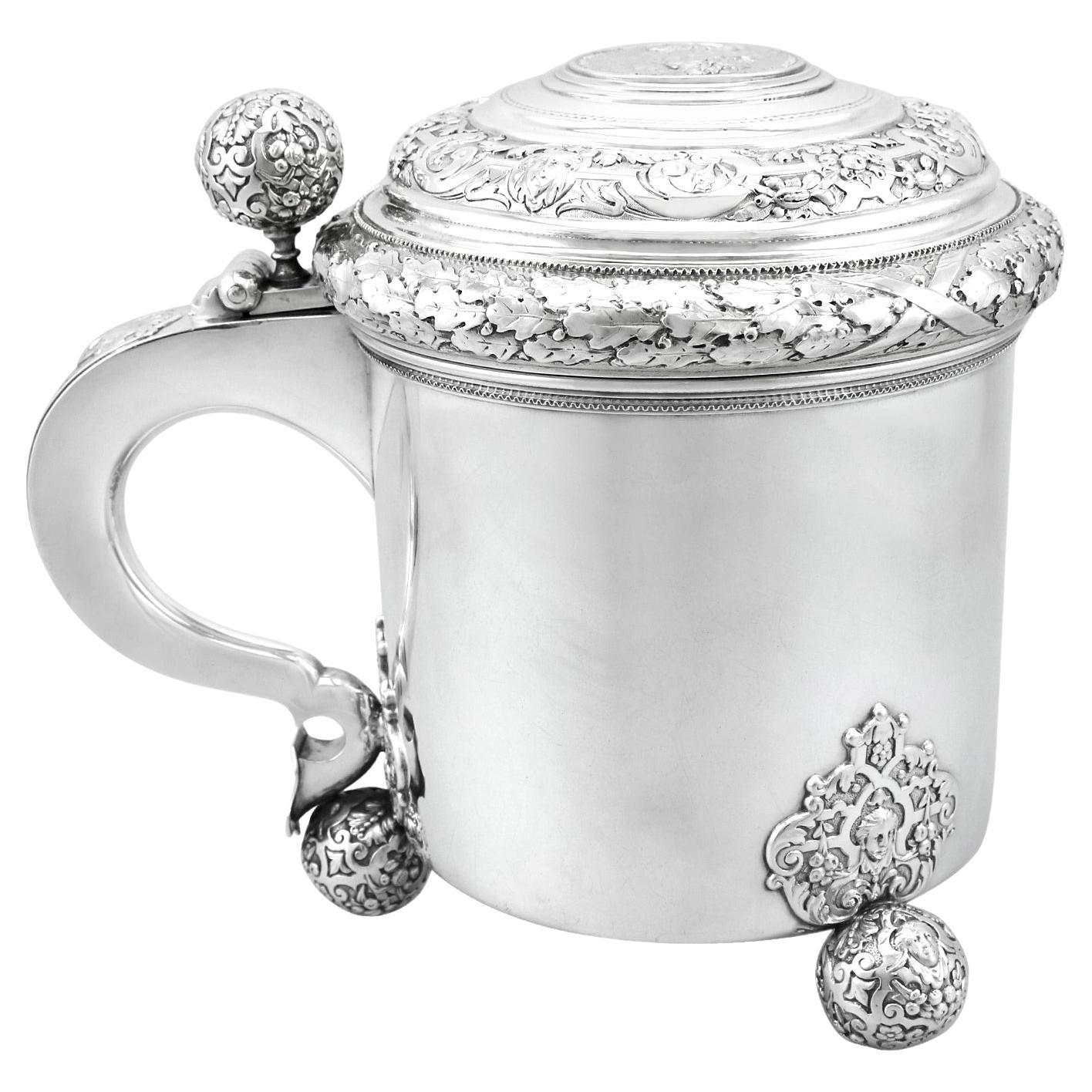 Antique Swedish Silver Peg Tankard For Sale