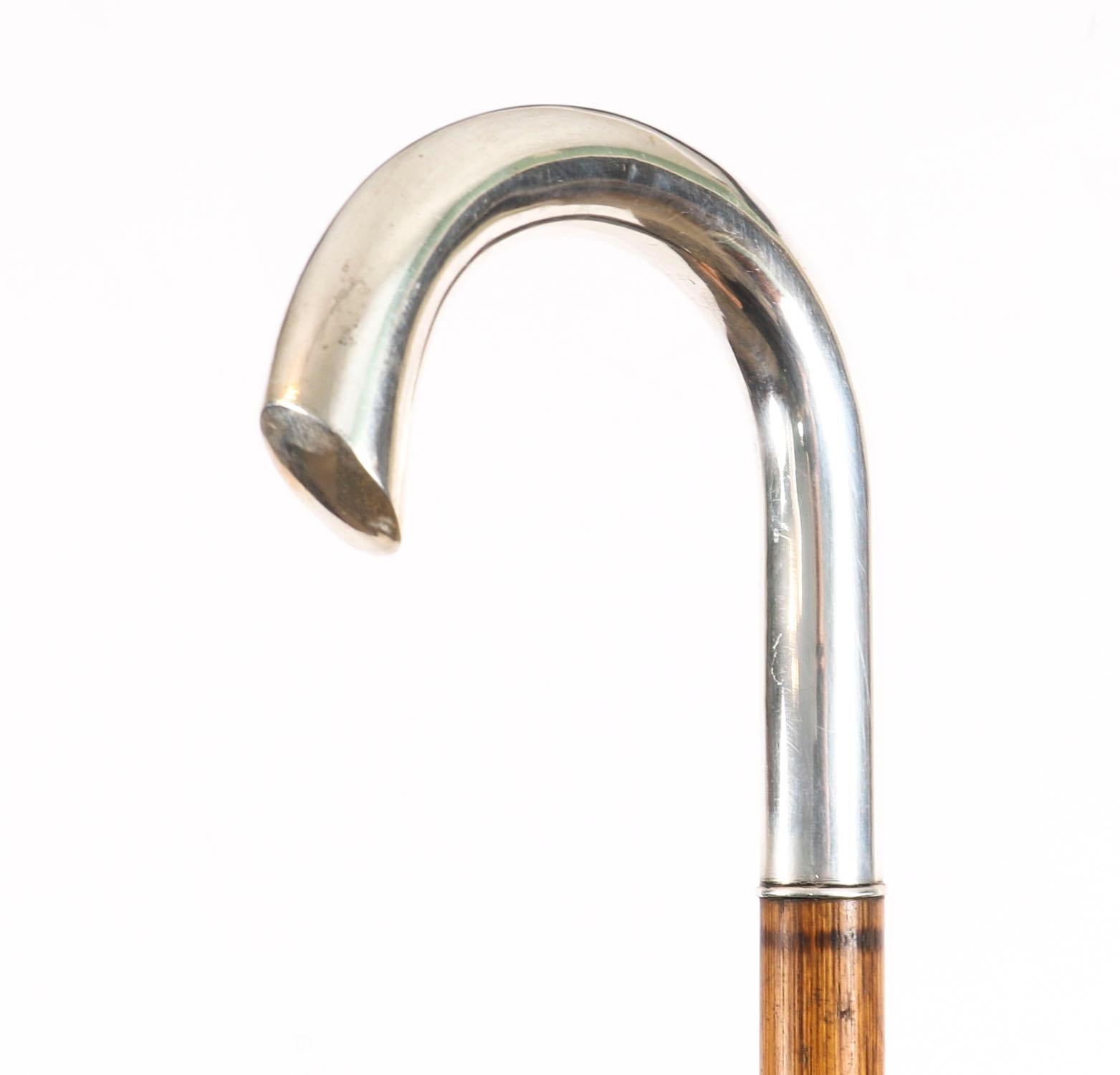 Suédois Antique Swedish Silver Walking Cane Stick 89cm/ 35 inches 20th Century en vente