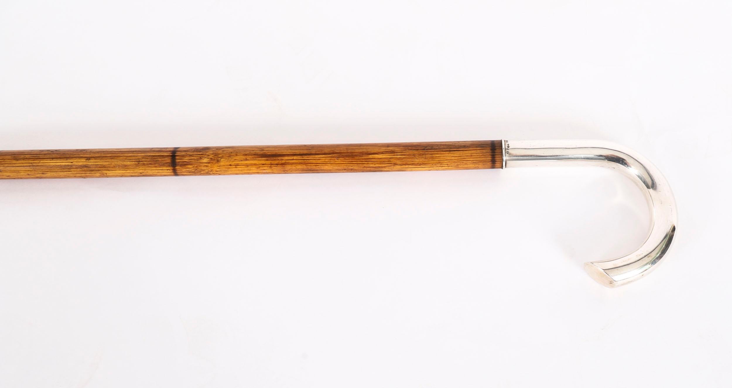 Argent Antique Swedish Silver Walking Cane Stick 89cm/ 35 inches 20th Century en vente