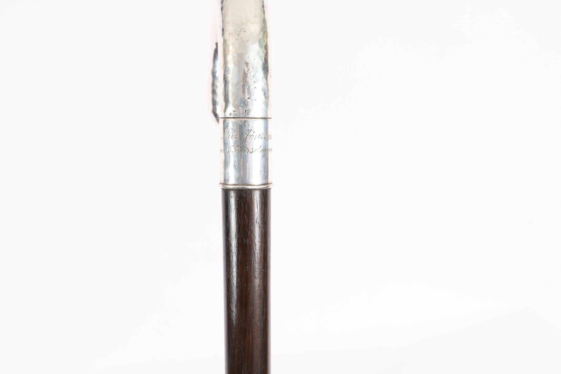 Antique Swedish Silver Walking Cane Stick 90cm/ 35 inch 19th Century en venta 6