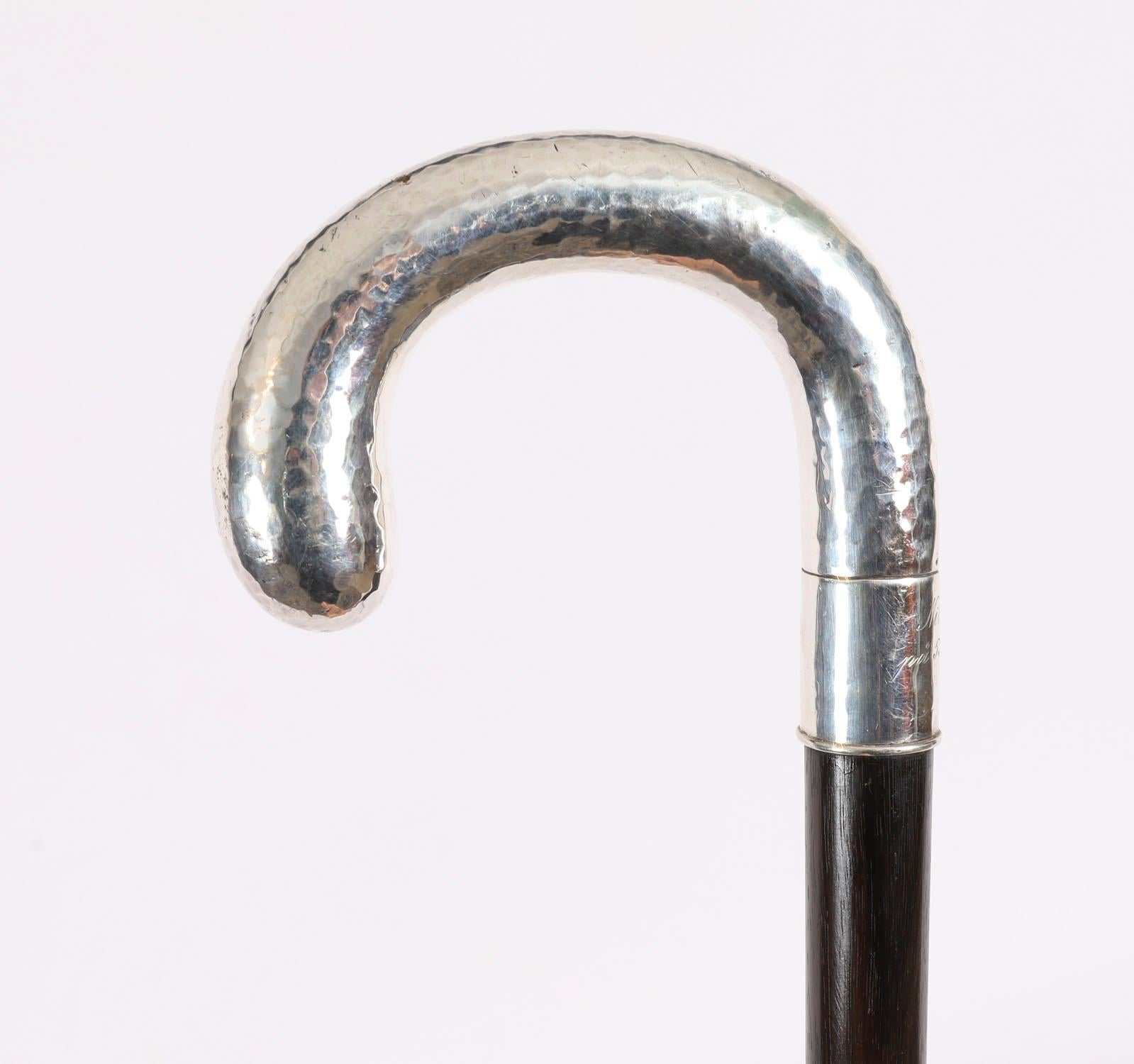 Antique Swedish Silver Walking Cane Stick 90cm/ 35 inch 19th Century Sueco en venta