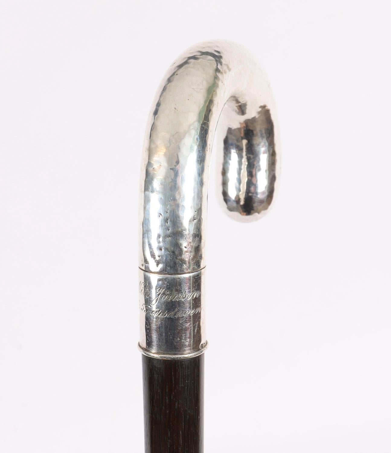 Antique Swedish Silver Walking Cane Stick 90cm/ 35 inch 19th Century siglo XIX en venta