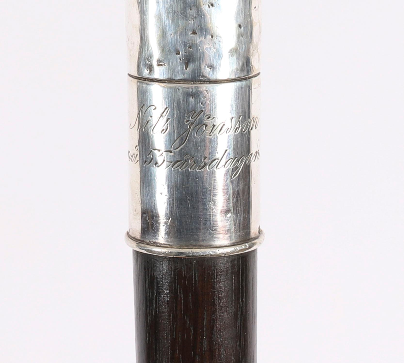 Antique Swedish Silver Walking Cane Stick 90cm/ 35 inch 19th Century en venta 2